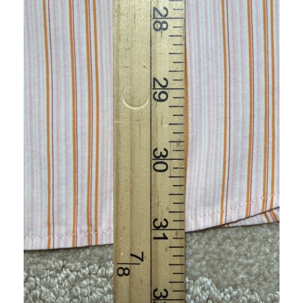 Banana Republic Shirt Men's Size L 16-16.5 Slim Fit Orange Pink Stripe Stretch