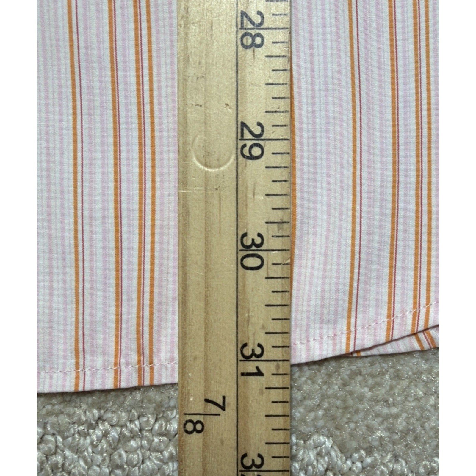 Banana Republic Shirt Men's Size L 16-16.5 Slim Fit Orange Pink Stripe Stretch