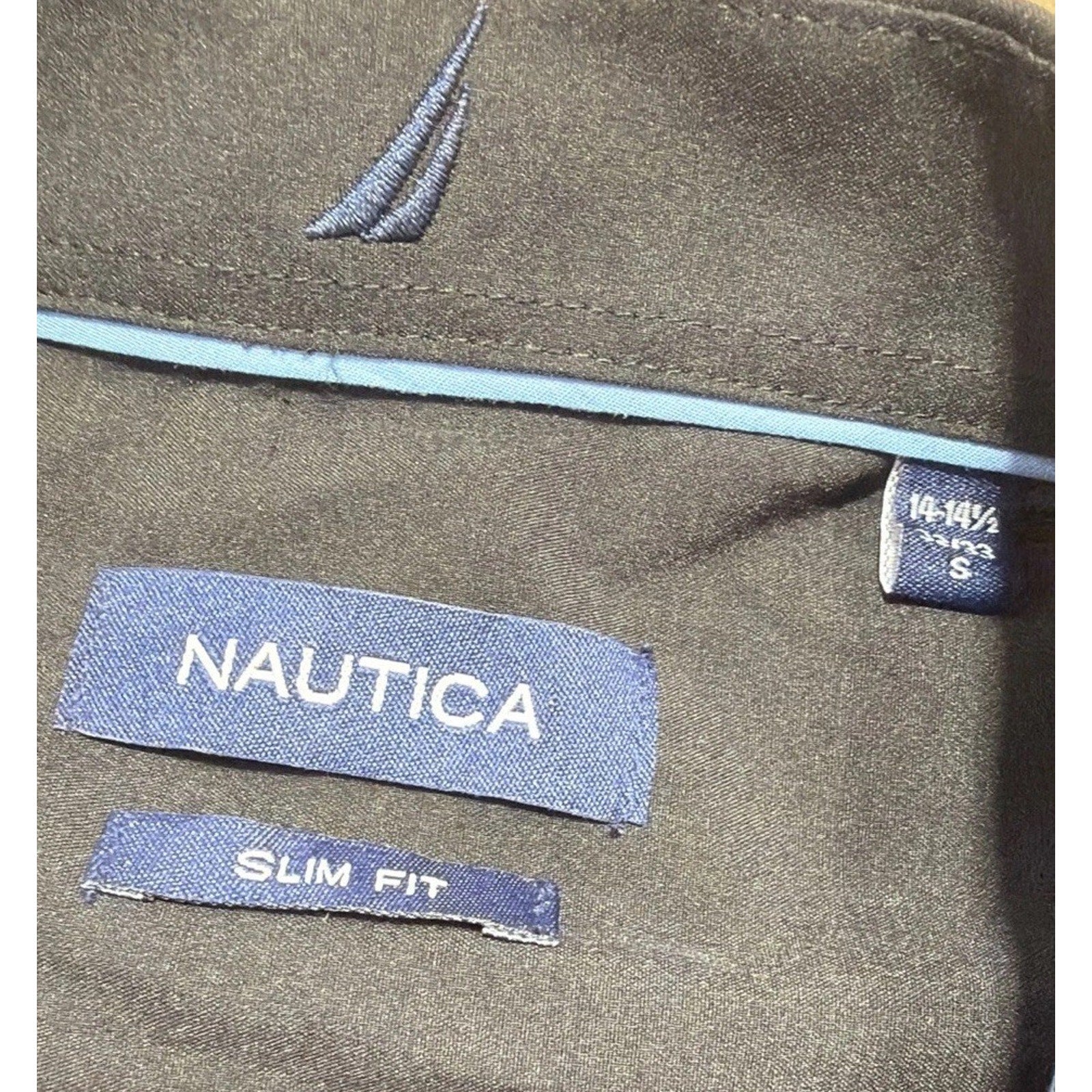 Nautica Slim Fit Performance Super Shirt Mens S 14-14.5 32/33 Black NEW