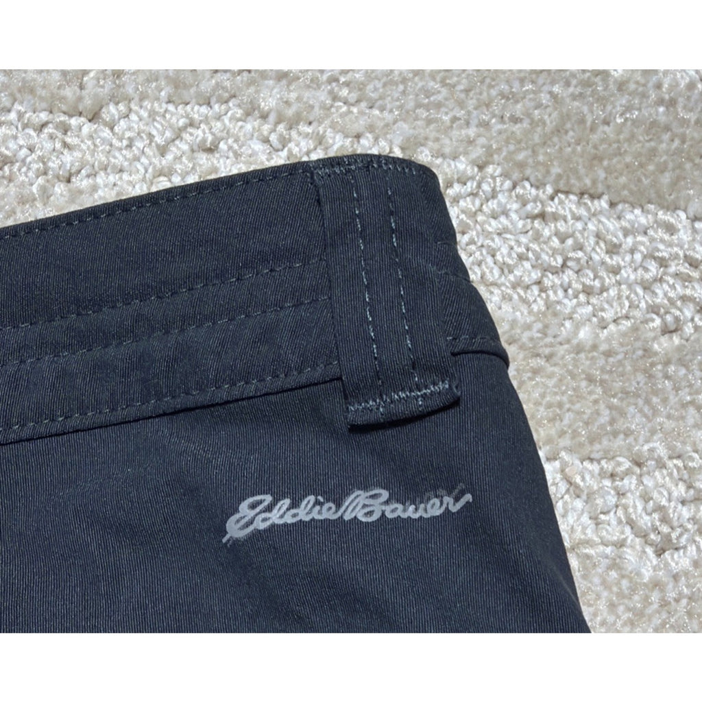 Eddie Bauer Tech Capri Pants Womens 14 Black Nylon Stretch Hiking UPF 50+