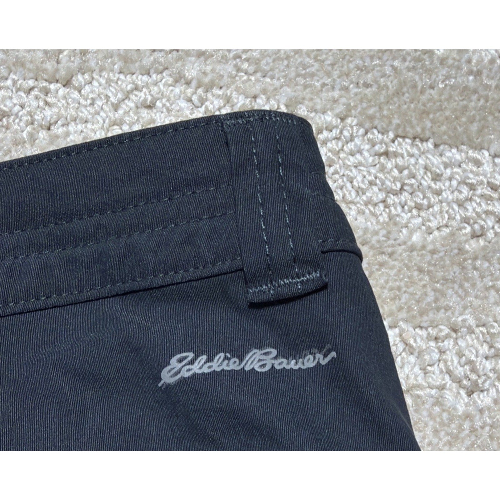 Eddie Bauer Tech Capri Pants Womens 14 Black Nylon Stretch Hiking UPF 50+