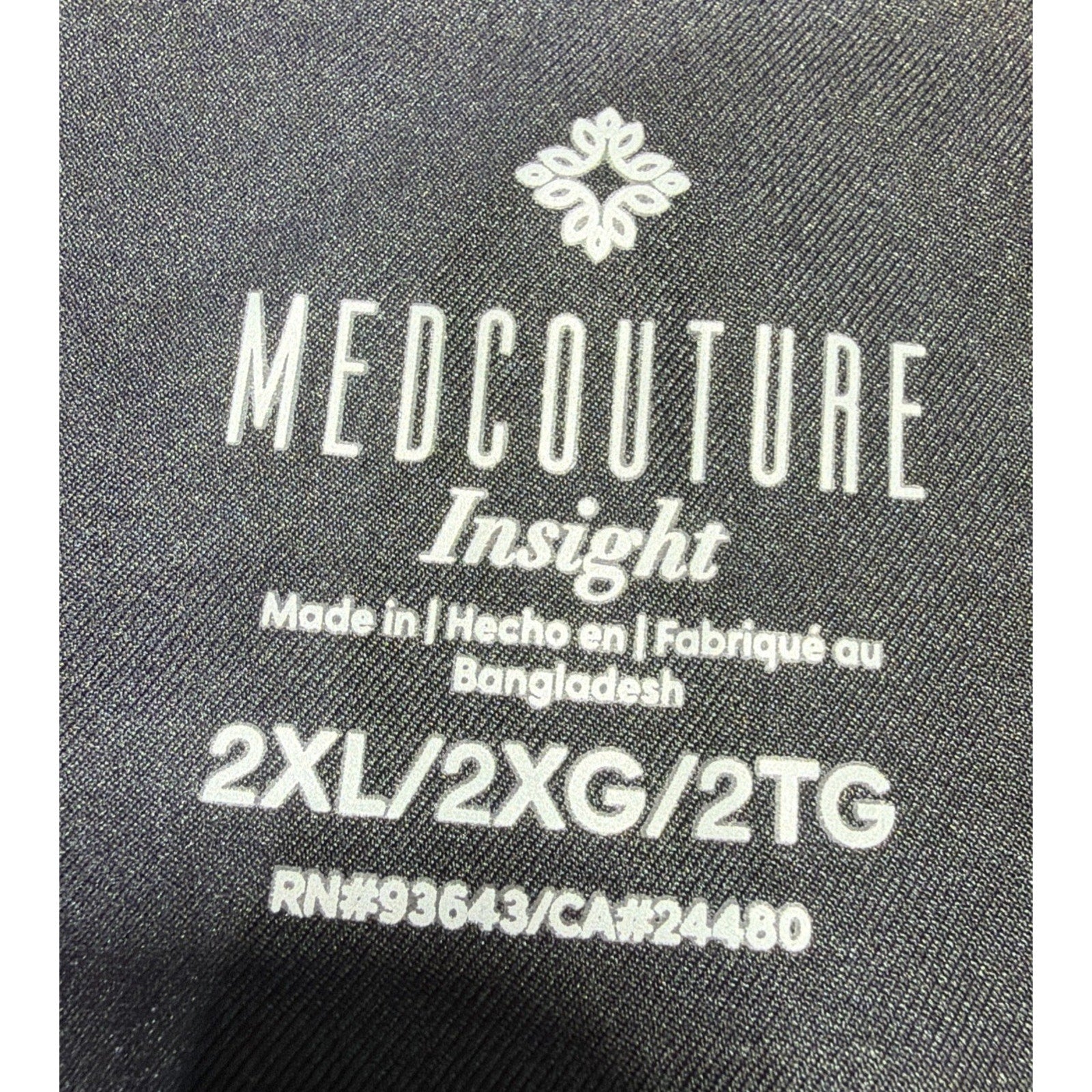 Med Couture Scrub Top Unisex 2XL NWT Black