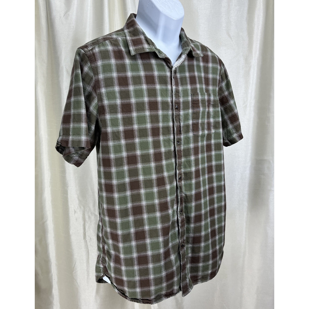 The North Face Men's M Medium Green Brown Plaid Check Button Front Shirt