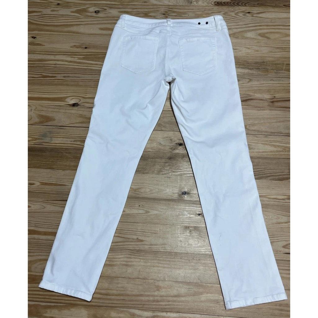 Cabi Slim Boyfriend Floral Embroidery White Jeans Womens 8