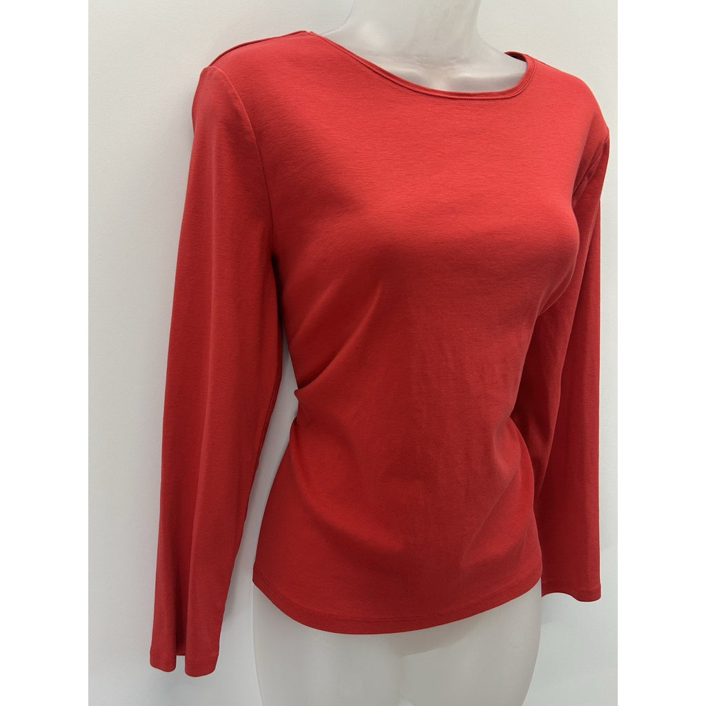 Women's Red Talbots Long-sleeved 100% Pima Cotton Tee EX-LARGE PETITE.