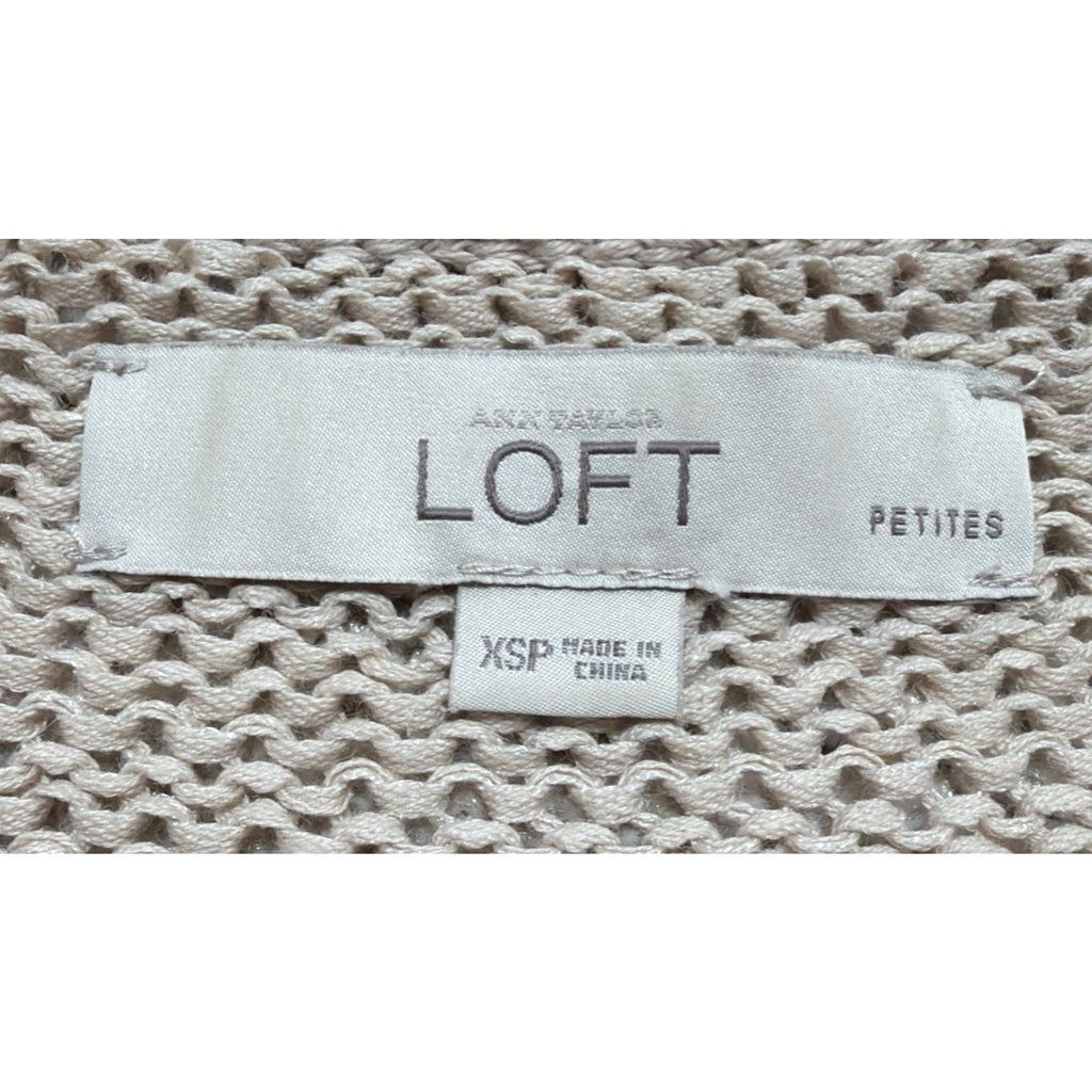 Loft Ann Taylor Sweater Women XSP Long Sleeve tan beige pullover Lightweight