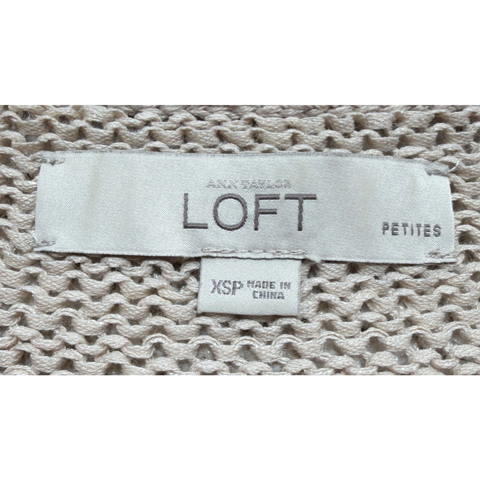 Loft Ann Taylor Sweater Women XSP Long Sleeve tan beige pullover Lightweight
