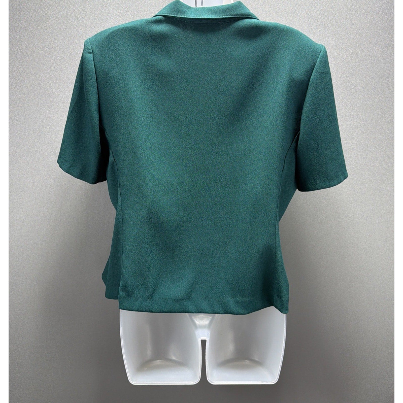 Vintage R&K ORIGINALS Button Up Short Sleeve Top Womens 14 Petite Stretch Office