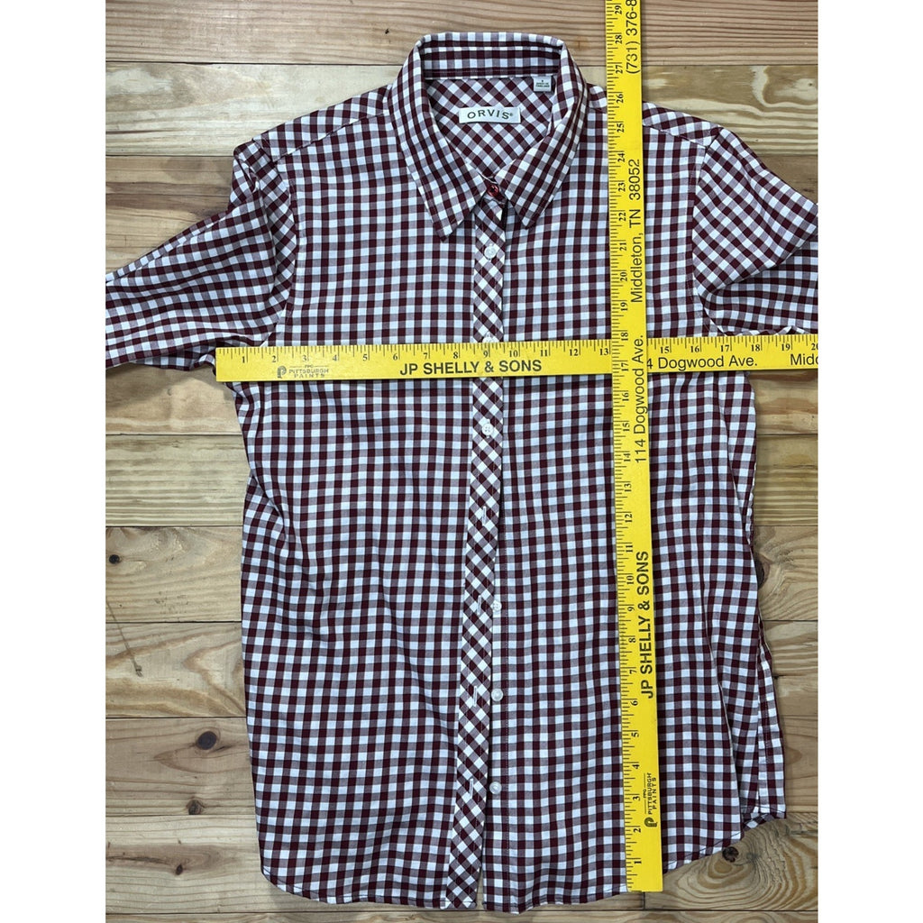 Orvis Shirt Womens Size 8 Red Check Plaid Cotton Button Up Long Sleeve Outdoor