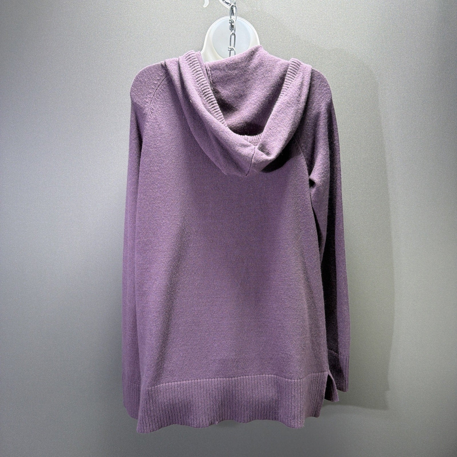 New Sonoma Women's Plum Textured Tunic Hooded Soft Sweater Size Large