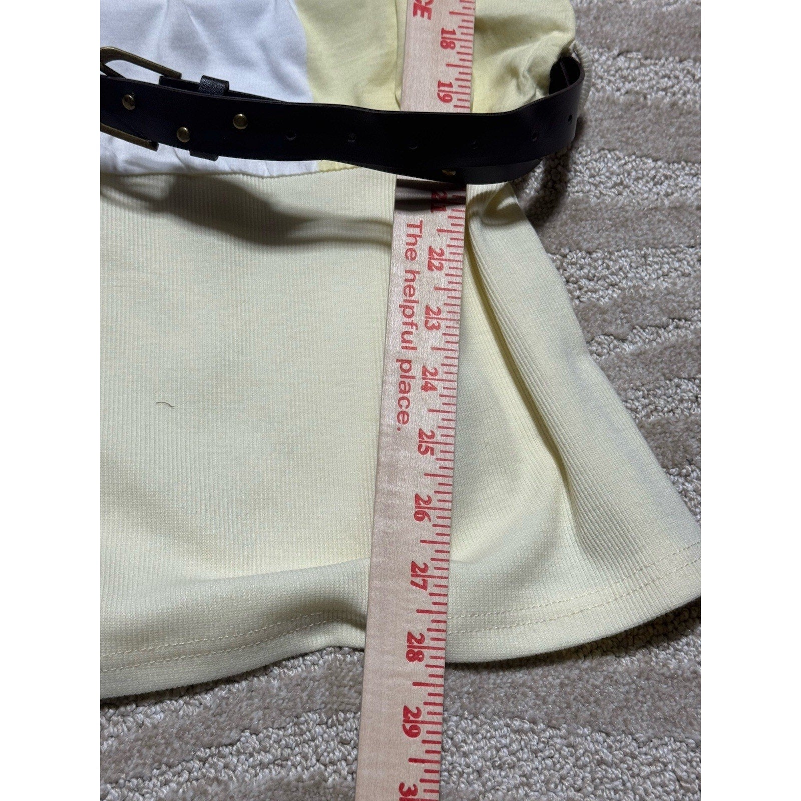 NWT Paradis Miss Womens Small Yellow White Studded Belted Mini Dress Cotton