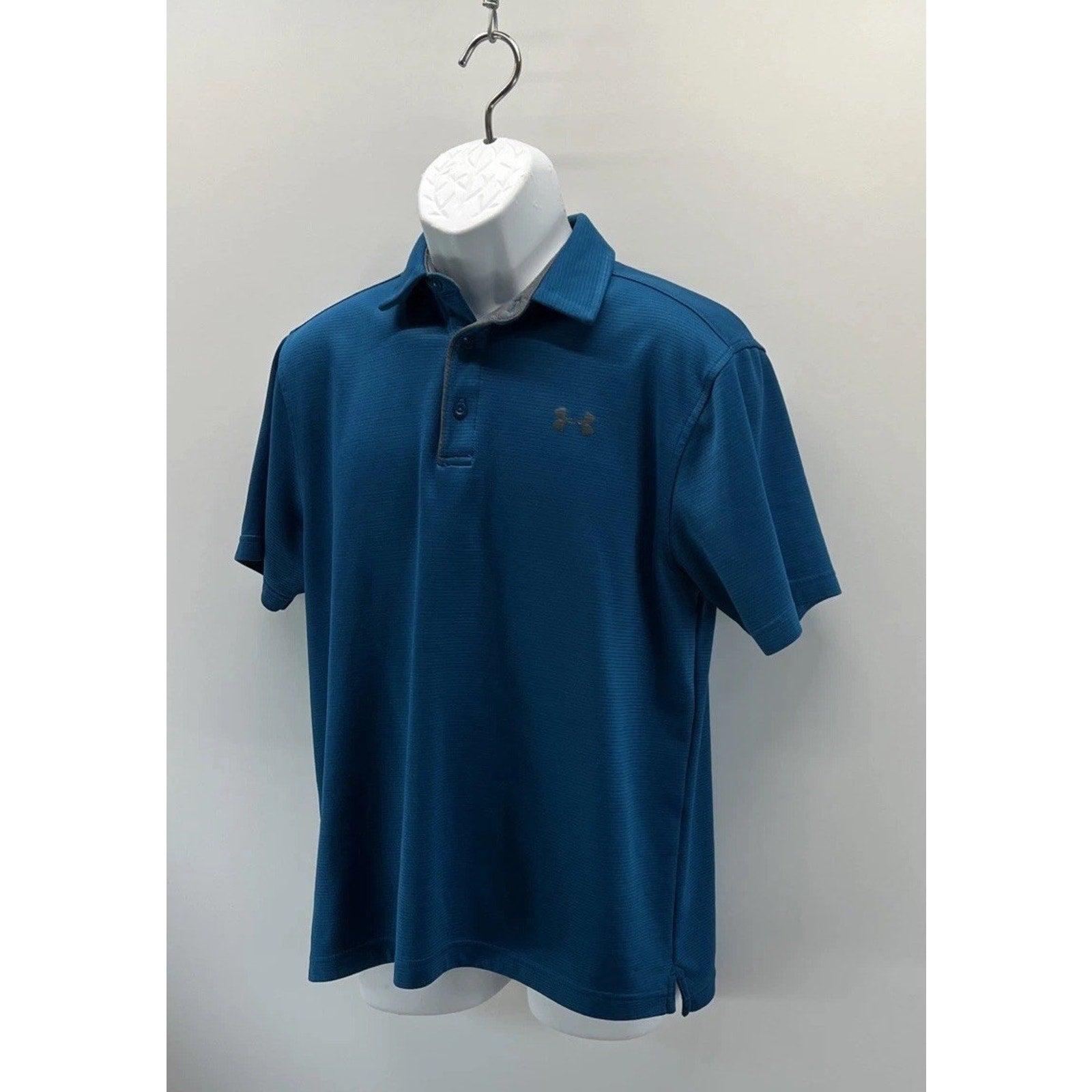Under Armour Men's Short Sleeve Teal Blue Collared Polo Tee Size M