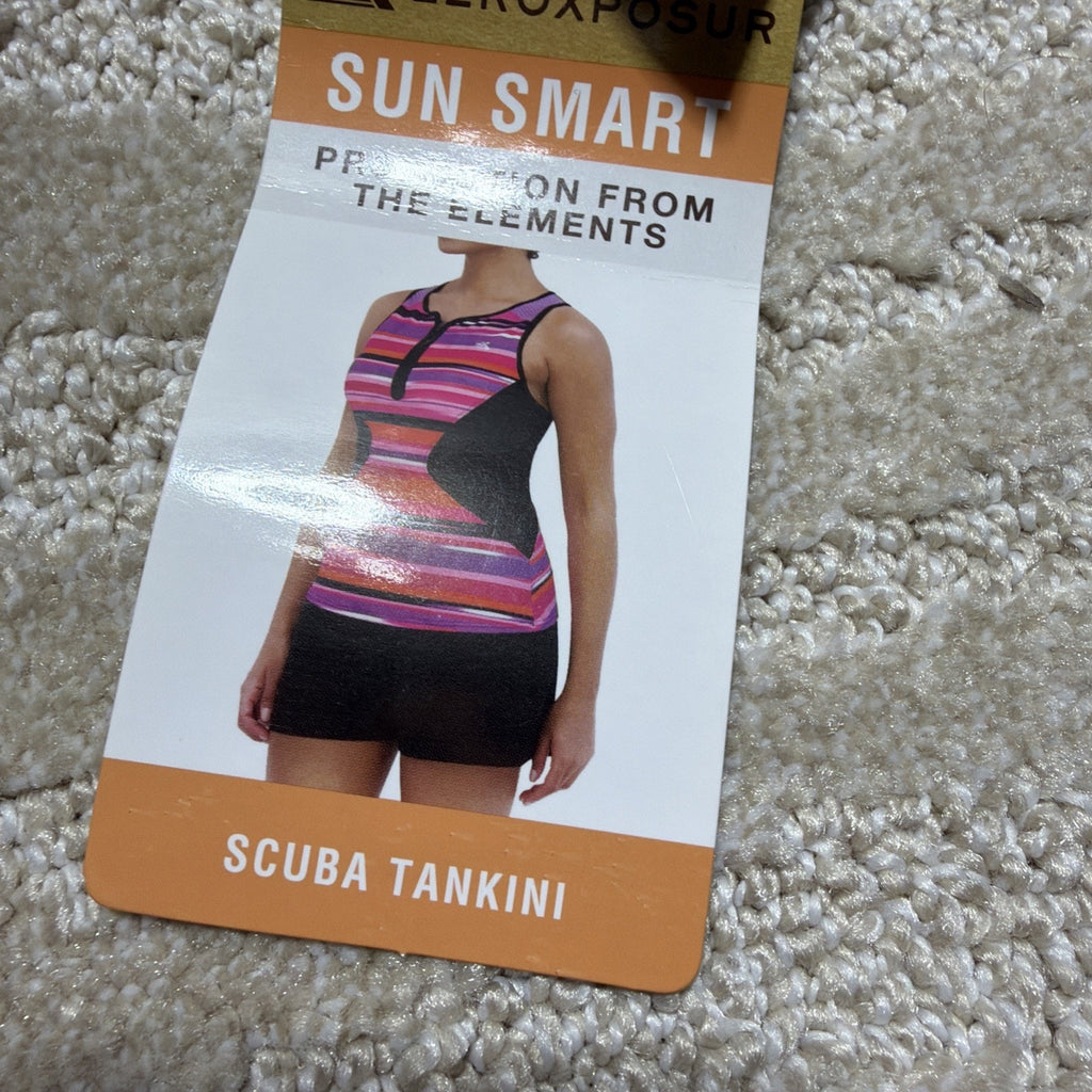 ZeroXposur Womens 2X Scuba Tankini Swimsuit Top Racerback Yoga Run Bike New
