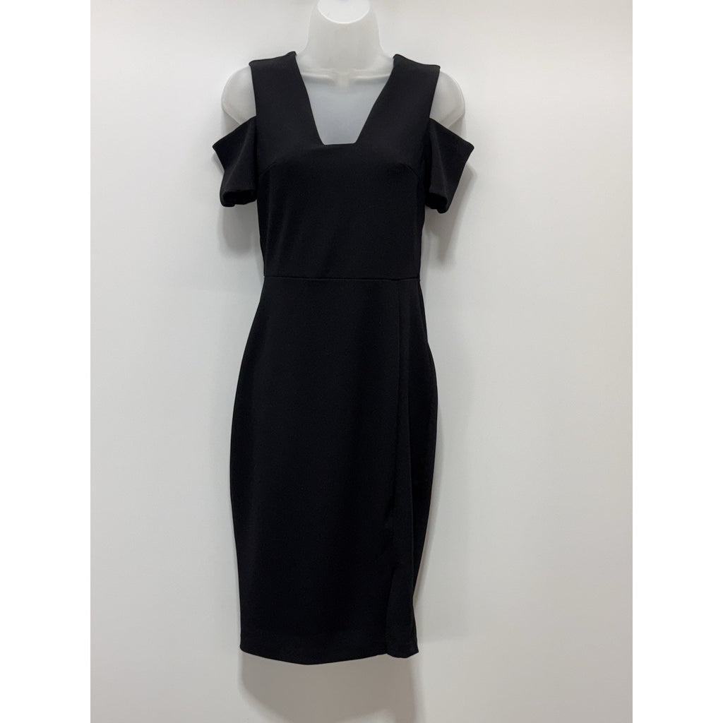 Express Black Lined Short Dress Zip Back Cut Out Cold Shoulder Size 4
