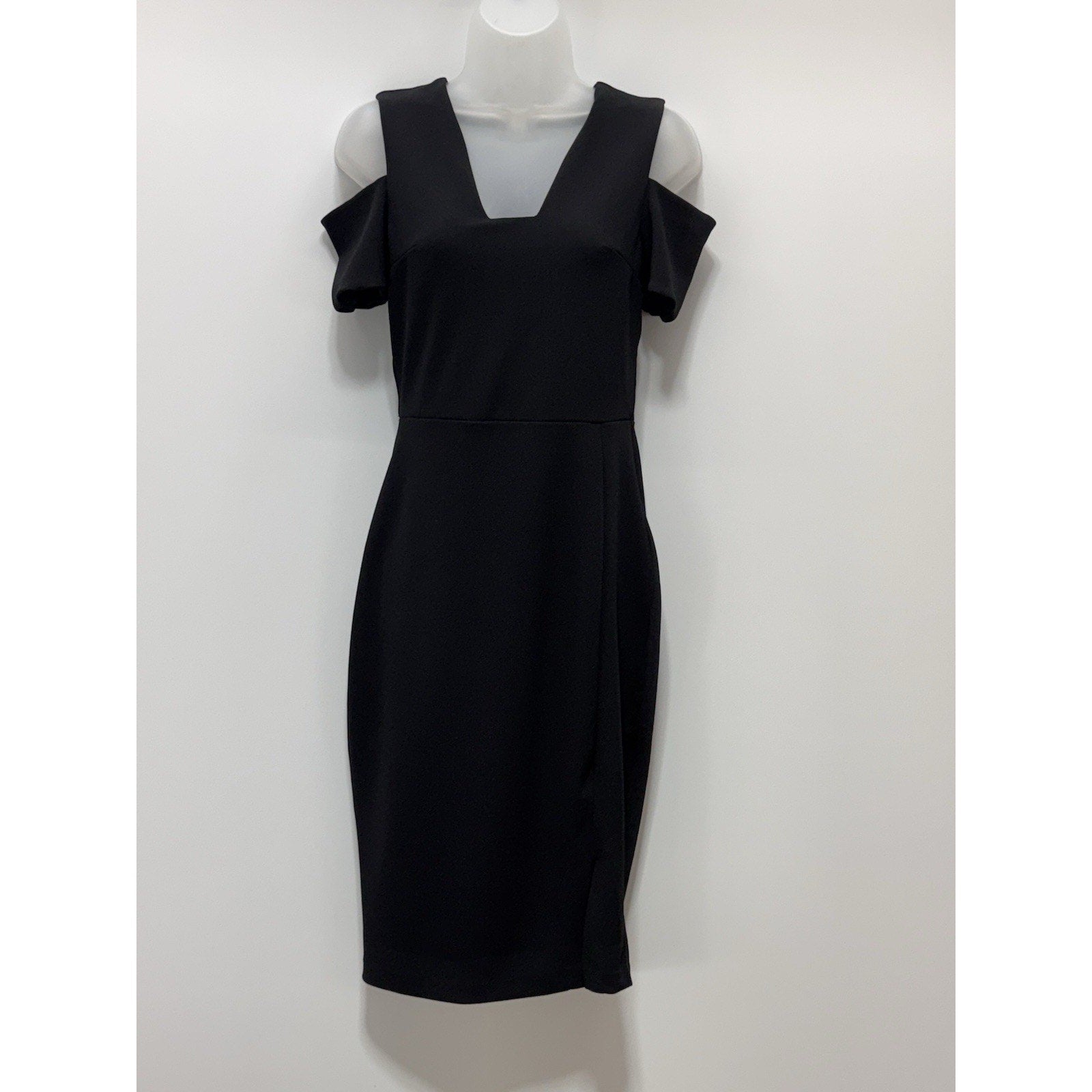 Express Black Lined Short Dress Zip Back Cut Out Cold Shoulder Size 4