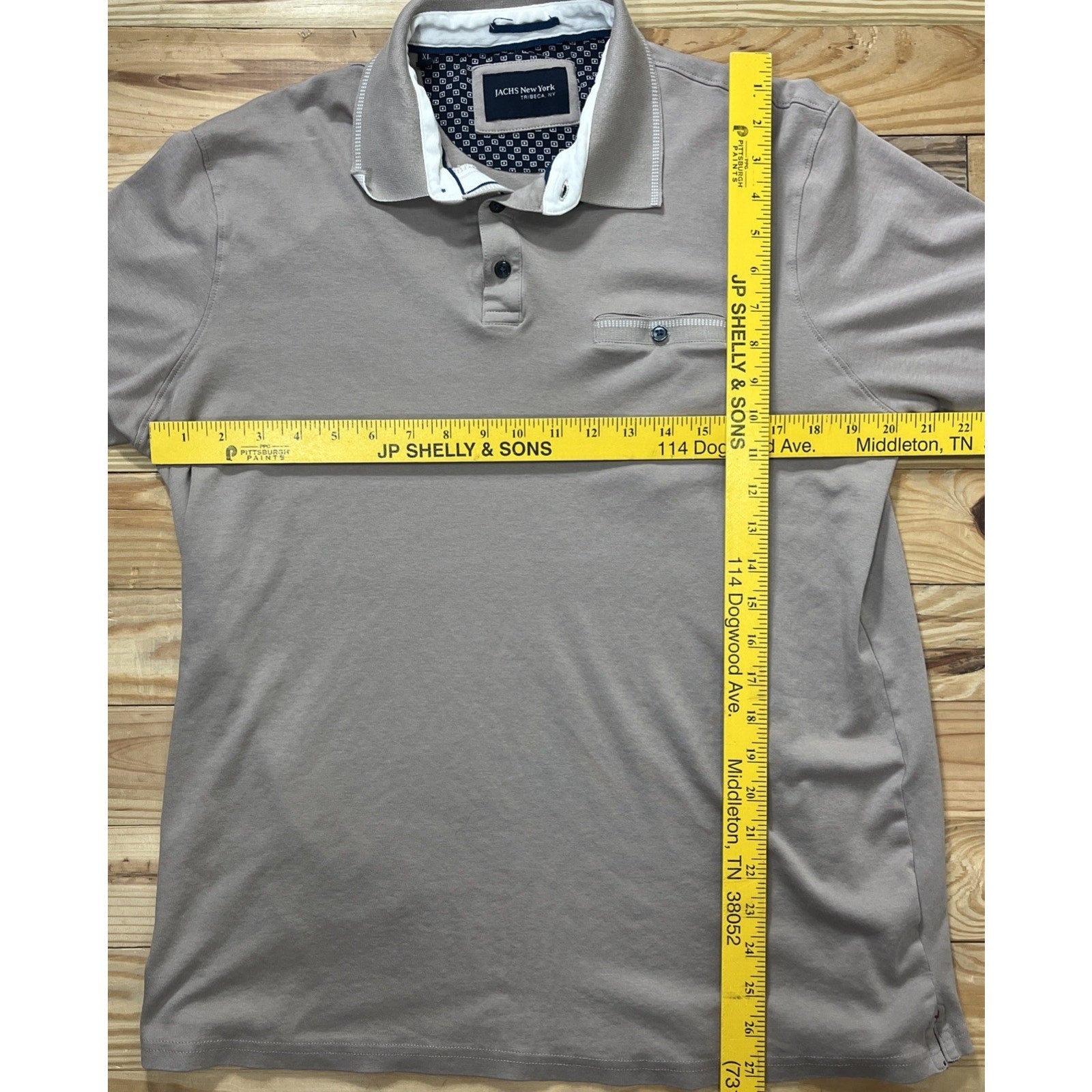 JACHS TriBeCa New York Size XL Shirt Sleeve Men’s Polo-type Shirt Taupe