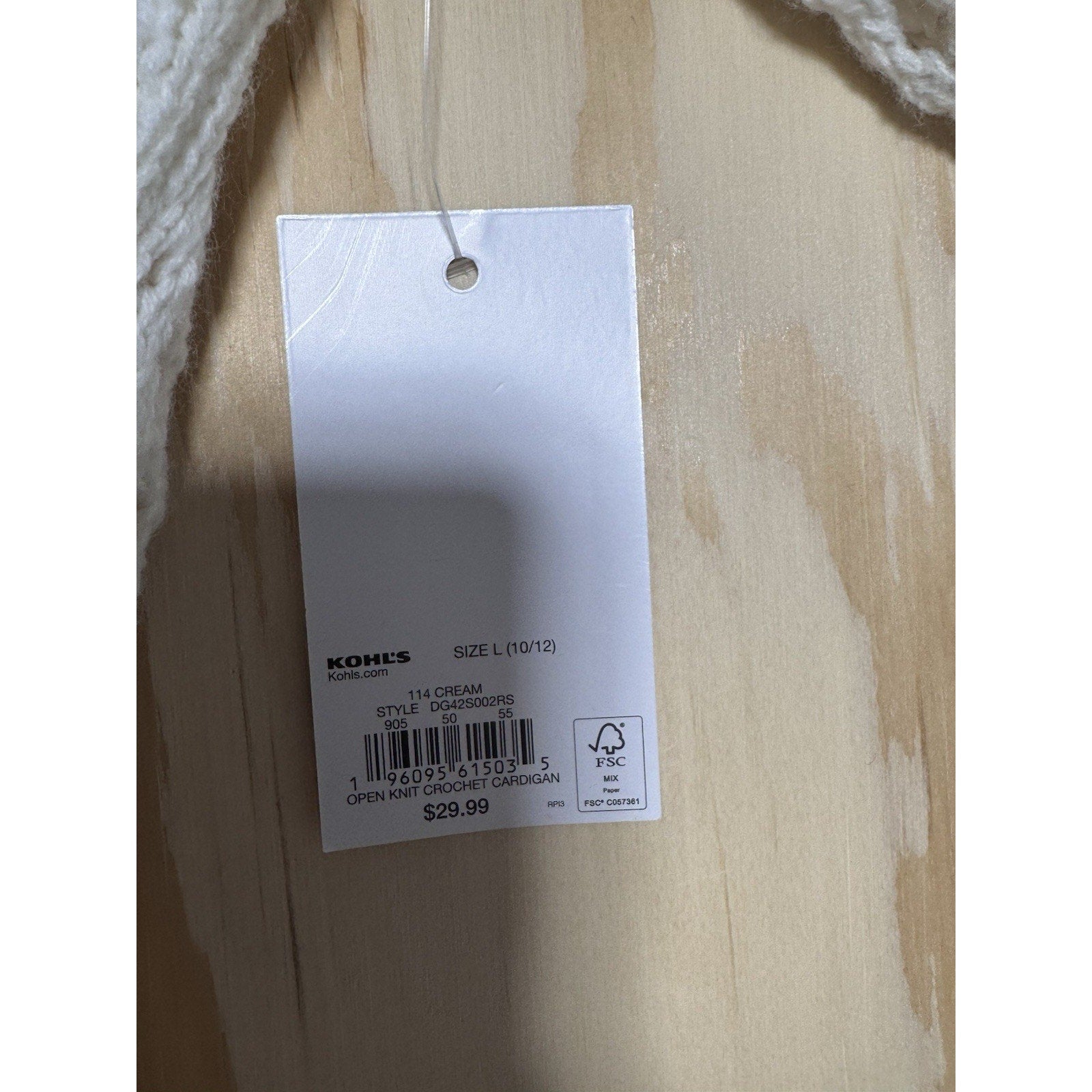 SO Girls Crochet Open Knit Cardigan Cream L 10-12 Boho Lightweight NWT