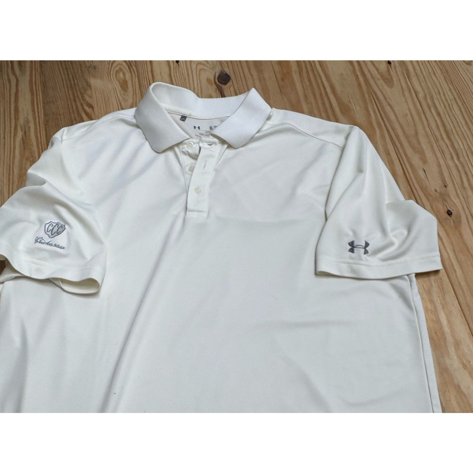 Under Armour Men's Heatgear Loose-Fit Golf Polo Shirt CCC Chickasaw XL Ivory