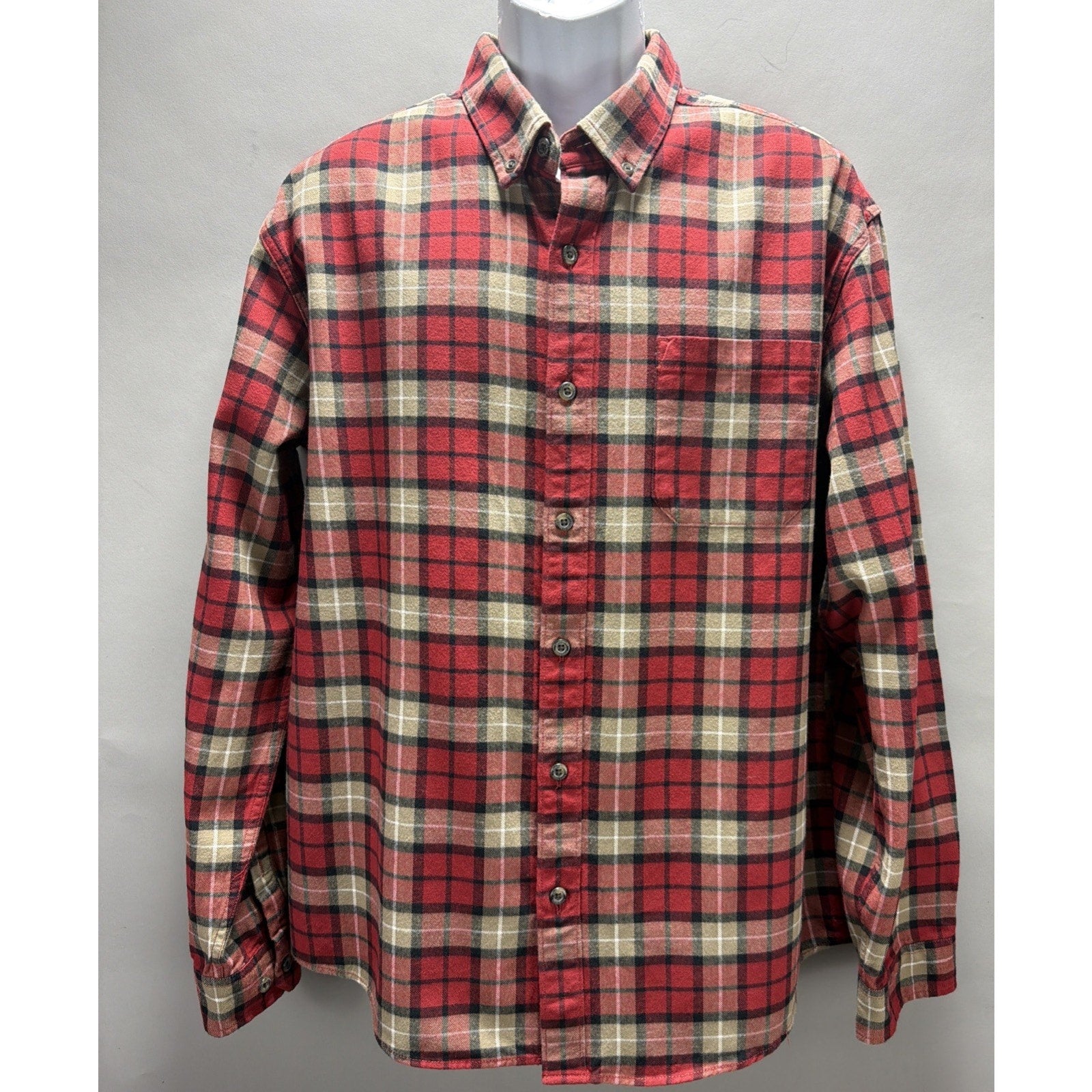 Eddie Bauer Men's Classic Fit Flannel Button Down Shirt Red Plaid Size XL NWOT