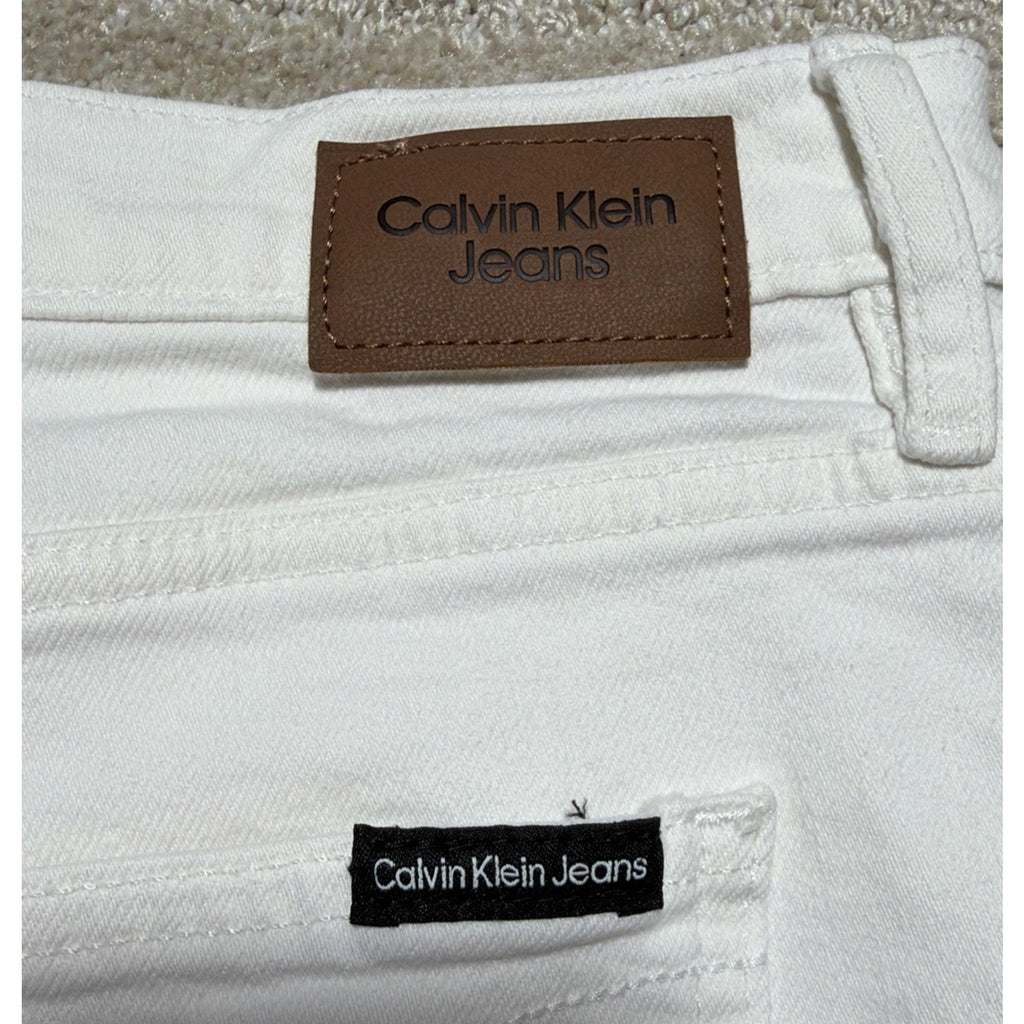 Womens CALVIN KLEIN White Denim Bermuda Shorts Size 8