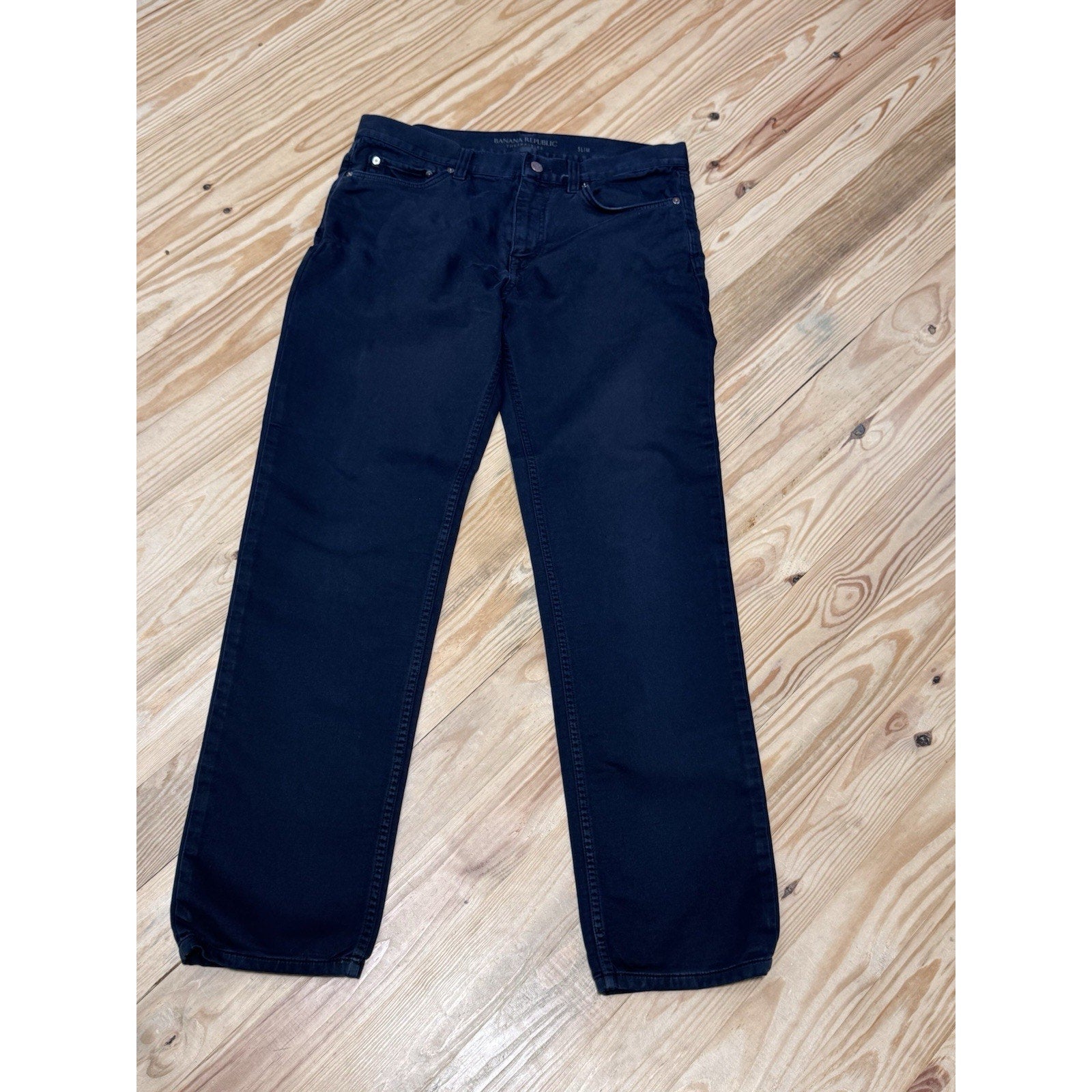 Banana Republic Black Denim Traveler Athletic Slim Fit Stretch Men’s Size 33X32