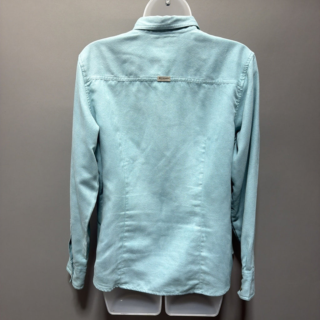 Columbia Women’s Turquoise Faux Suede Pearl Snap Outdoor Western Shirt Size L