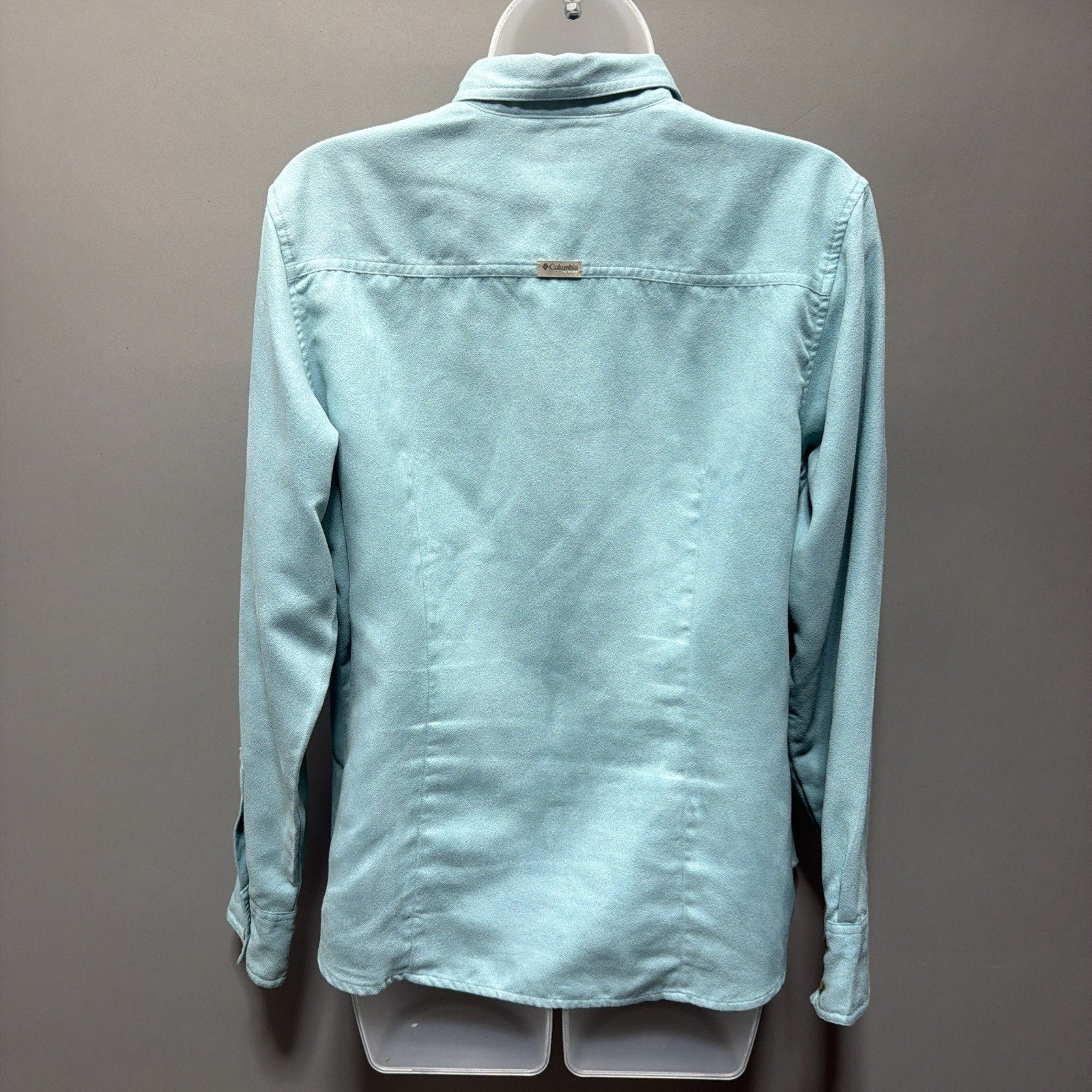 Columbia Women’s Turquoise Faux Suede Pearl Snap Outdoor Western Shirt Size L