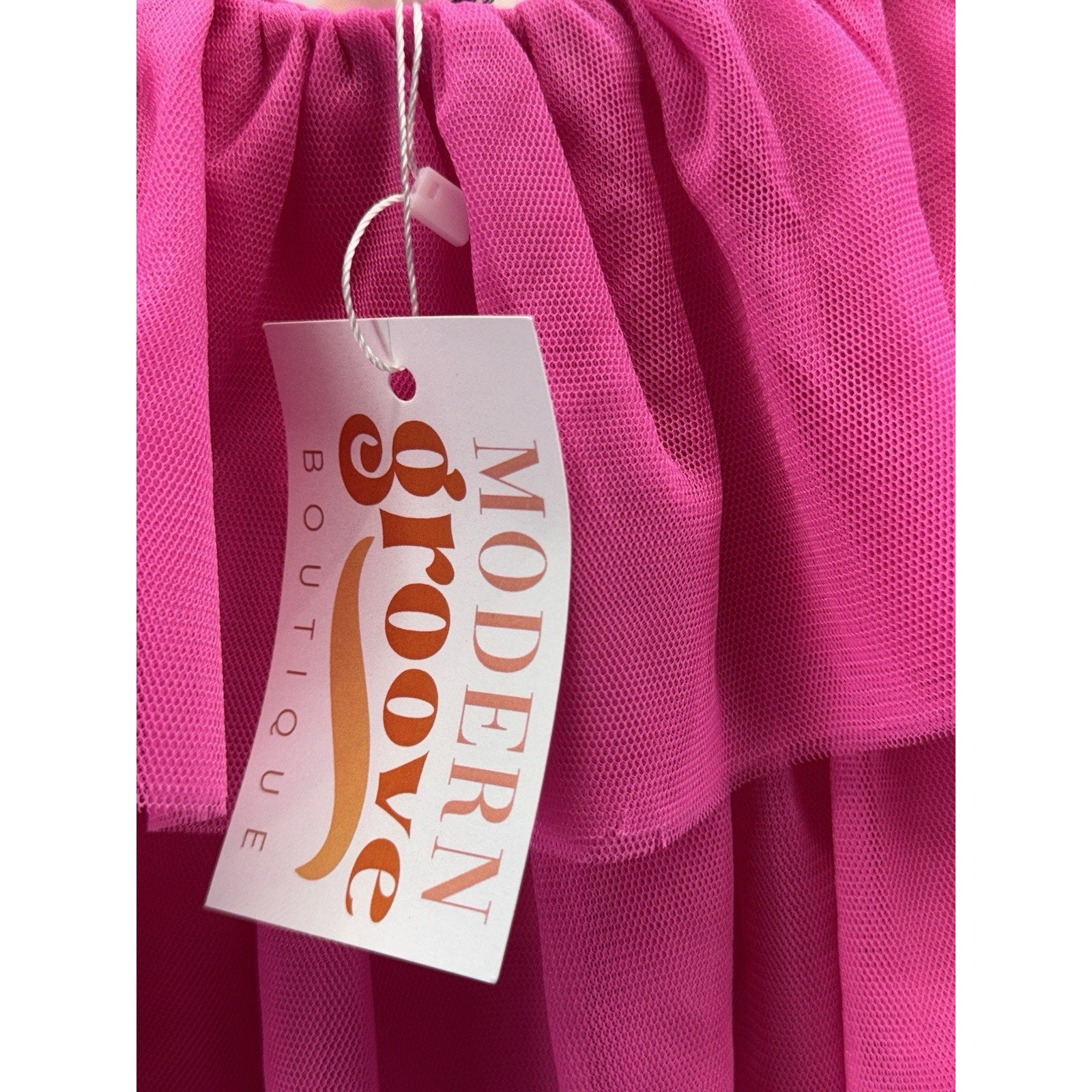 Entro Hot Pink Tiered Ruffle Tank Top Tulle Ribbon Straps Women’s Size Medium