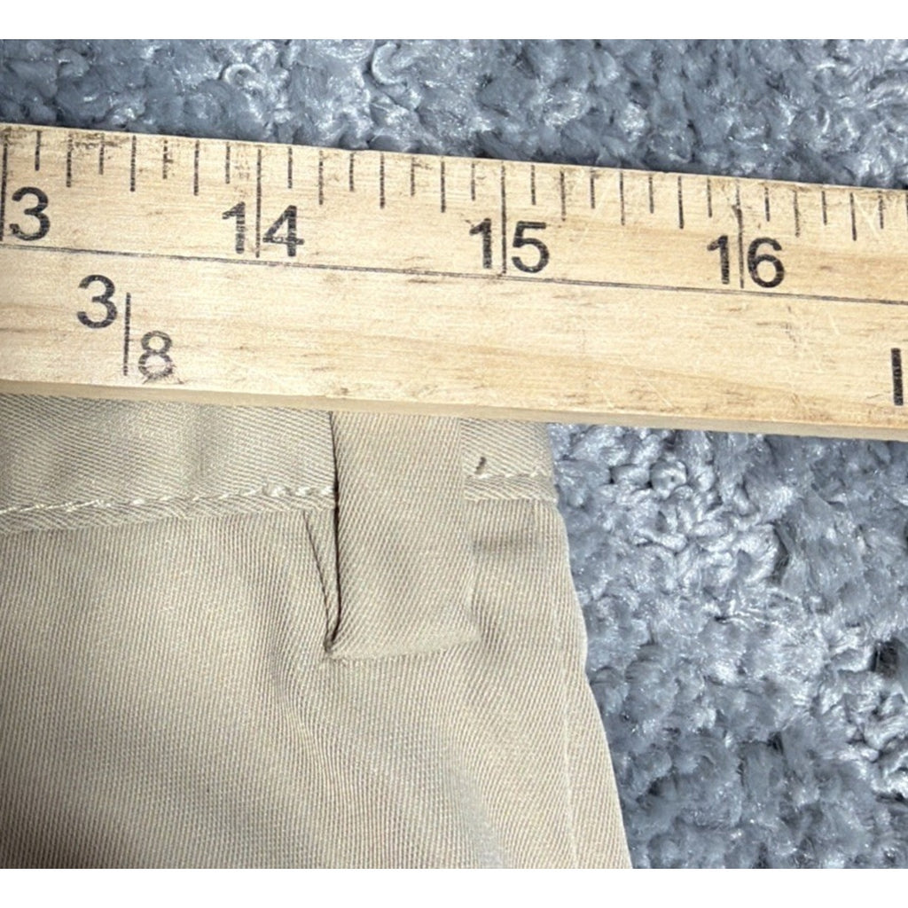 Lands End School Uniform Flat Front Zip Pocket Khaki Adj Waist Shorts Boys 14-15