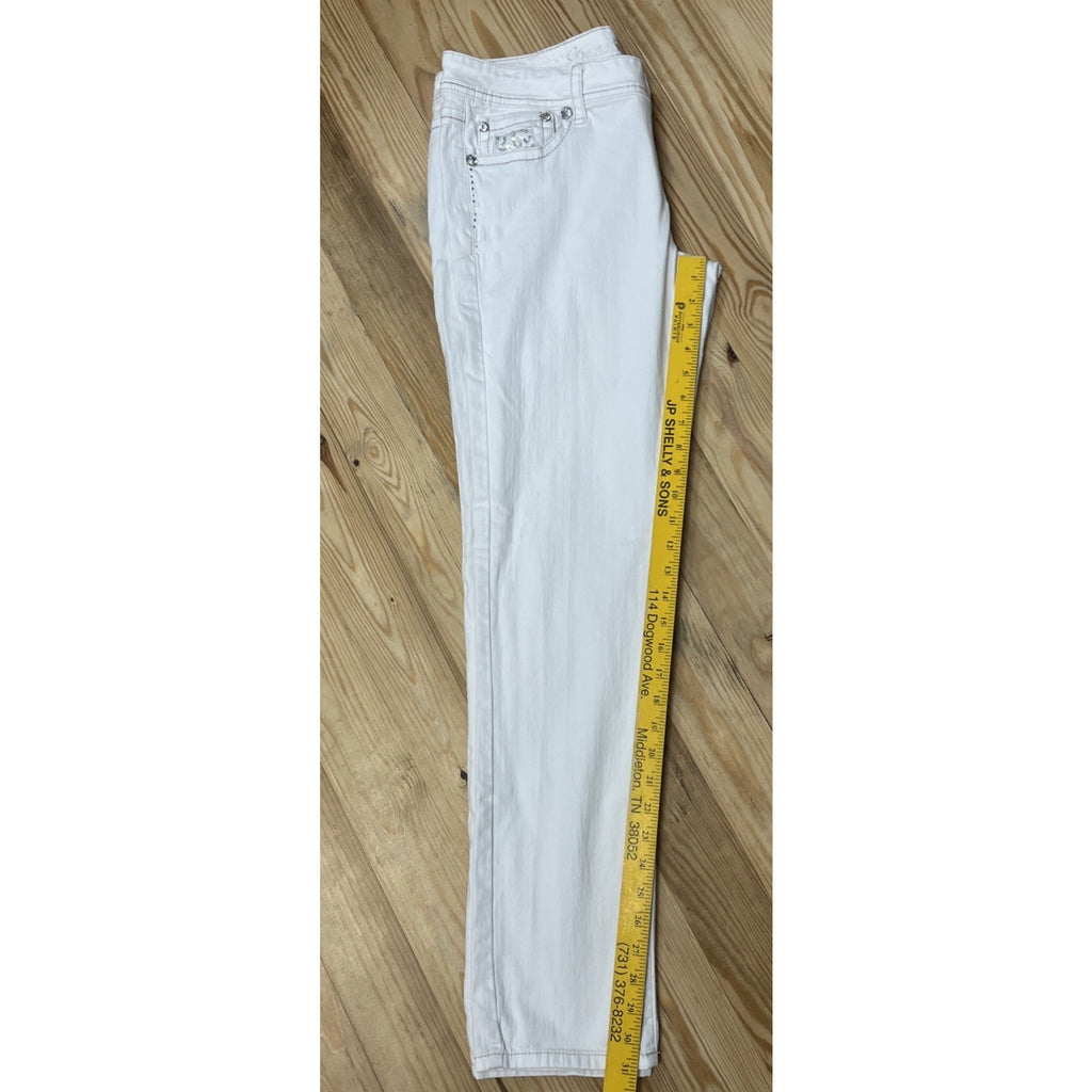 GRACE In LA-Straight Jeans Rhinestones Thick Stitch Women's Size 13 Bling