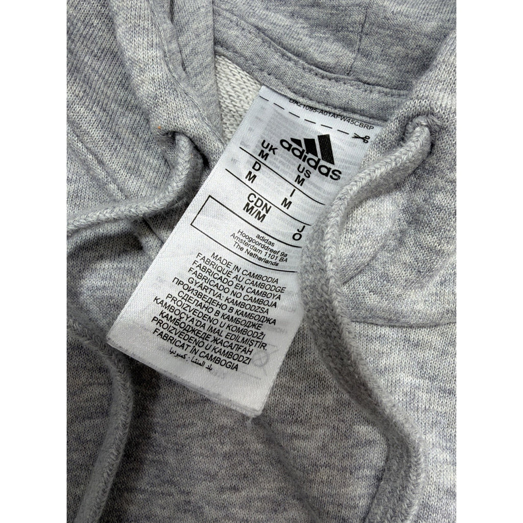 Adidas Men's Essential Fleece 3-Stripes Pullover Hoodie Gray Size Medium