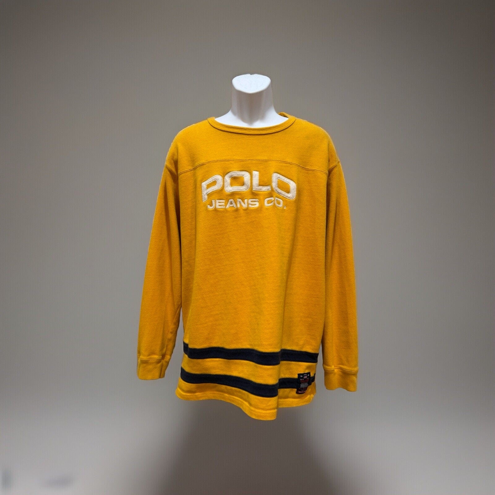 Polo Jeans Company RL-67 Embroidered Sweatshirt Adult Large Yellow Ralph Lauren