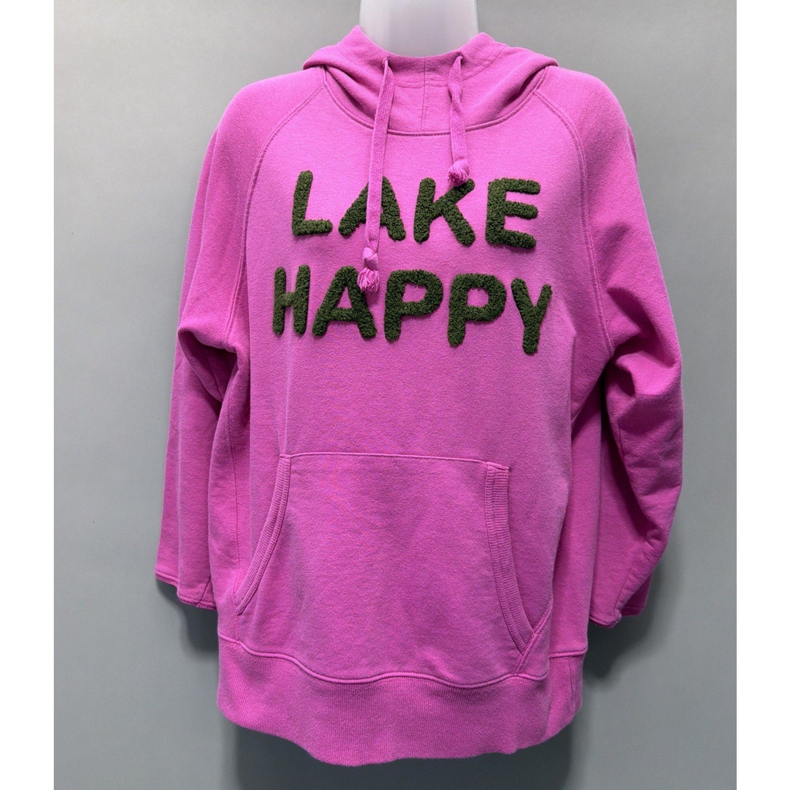 Lake Happy Womens Fleece Hoodie Size Large Pink