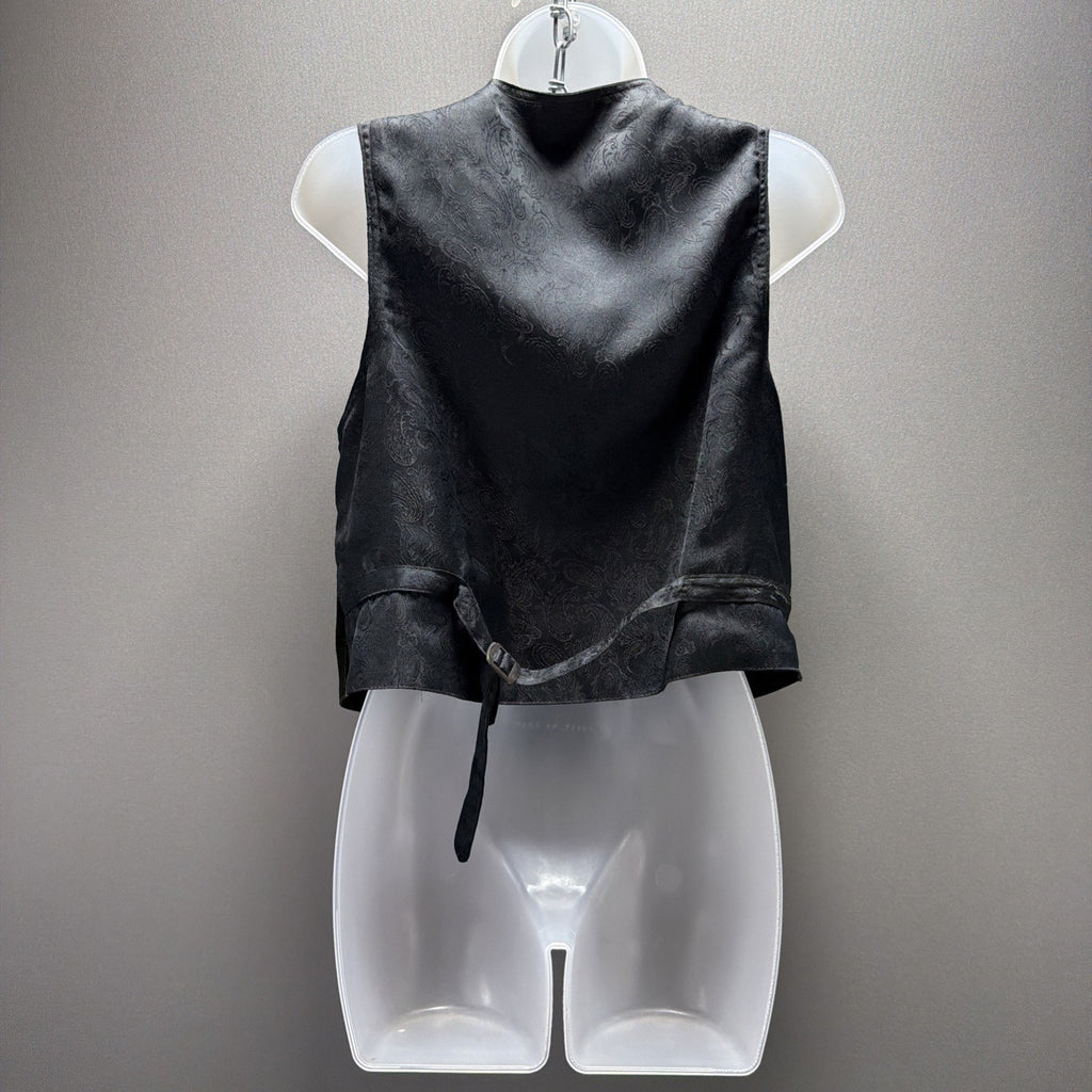 Anatolia Women's Black Turkish Genuine Leather Vest Size Medium Boho Fest 90s