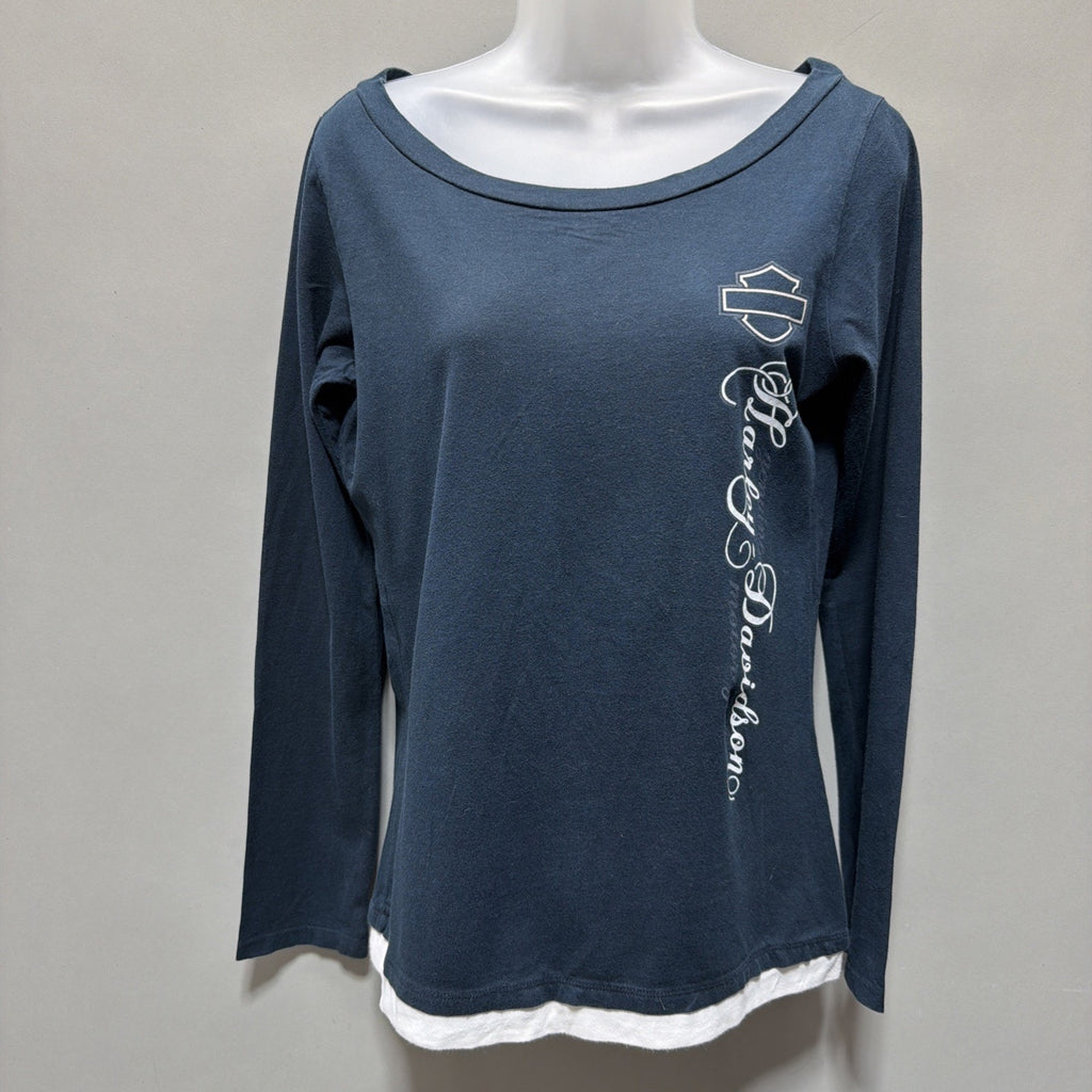 Harley Davidson Savannah Georgia Women’s L Navy Long Sleeve Shirt Made In USA