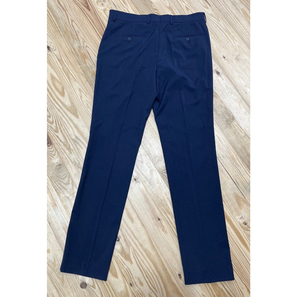 J.Ferrar - Men's Stretch Fabric Slim Fit Flat Front Suit Pants 34x34 Navy Stripe