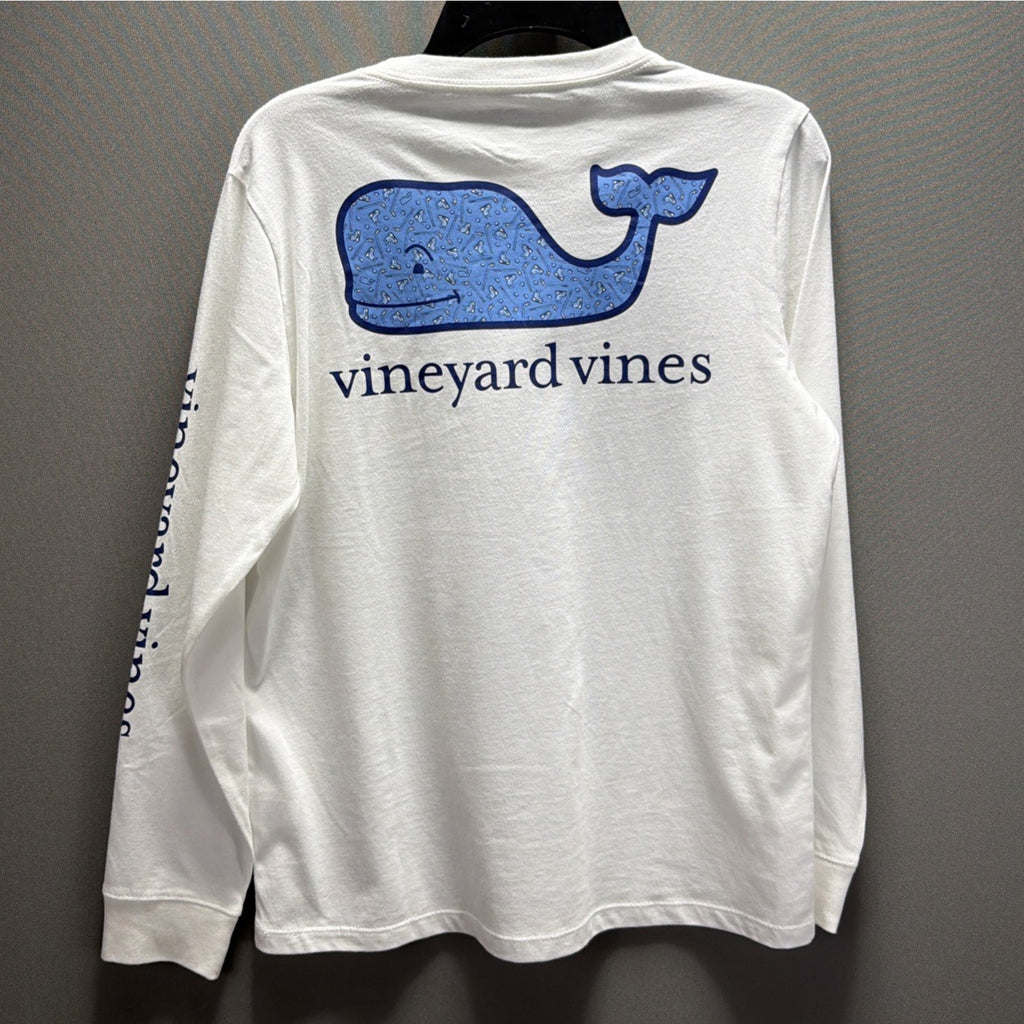 New ! Vineyard Vines Boys White Cap Hockey Gear Whale Pocket T-Shirt 12-14 M