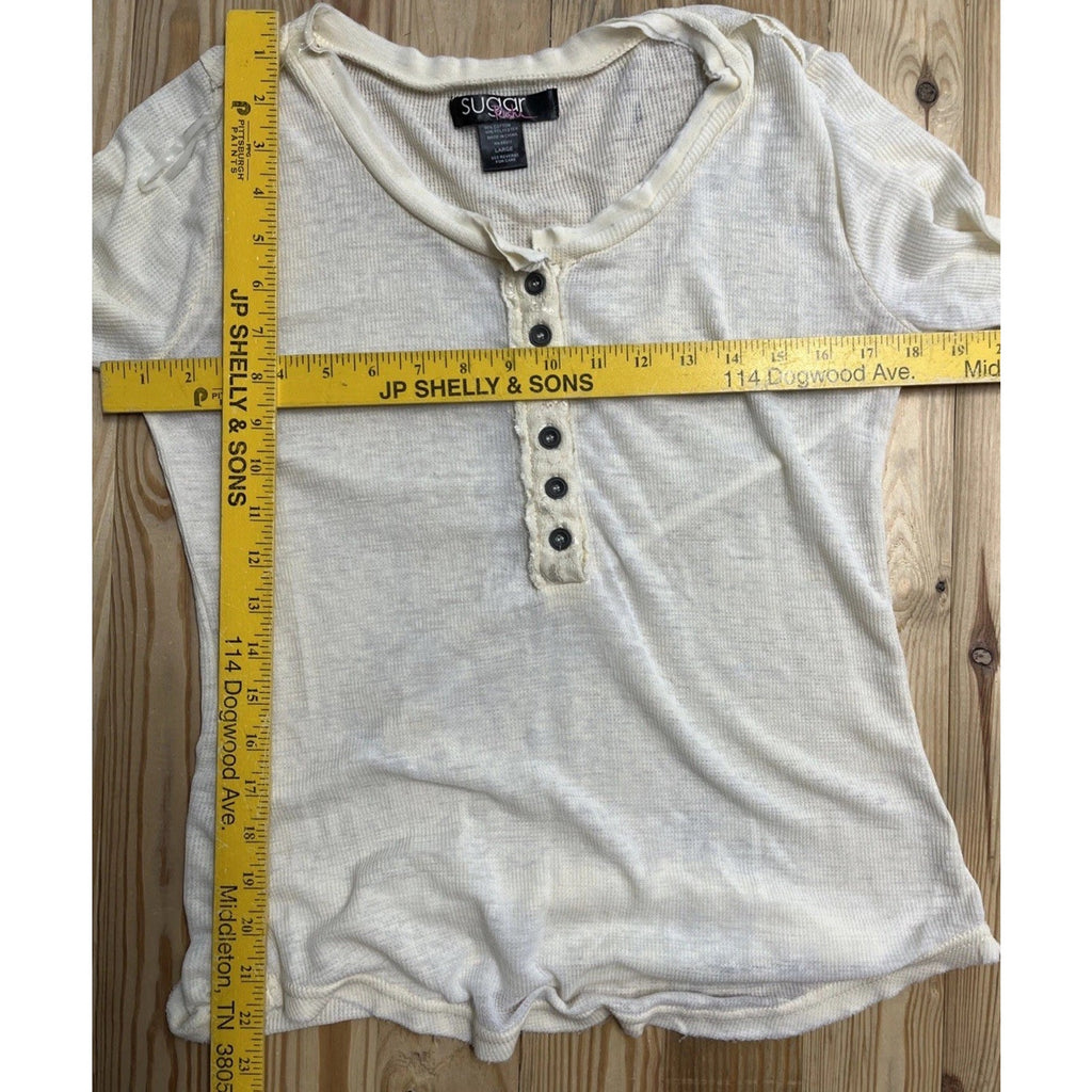 Sugar Rush Velvet Trim Lace Sleeve Ivory Style Longsleeve Shirt size Large