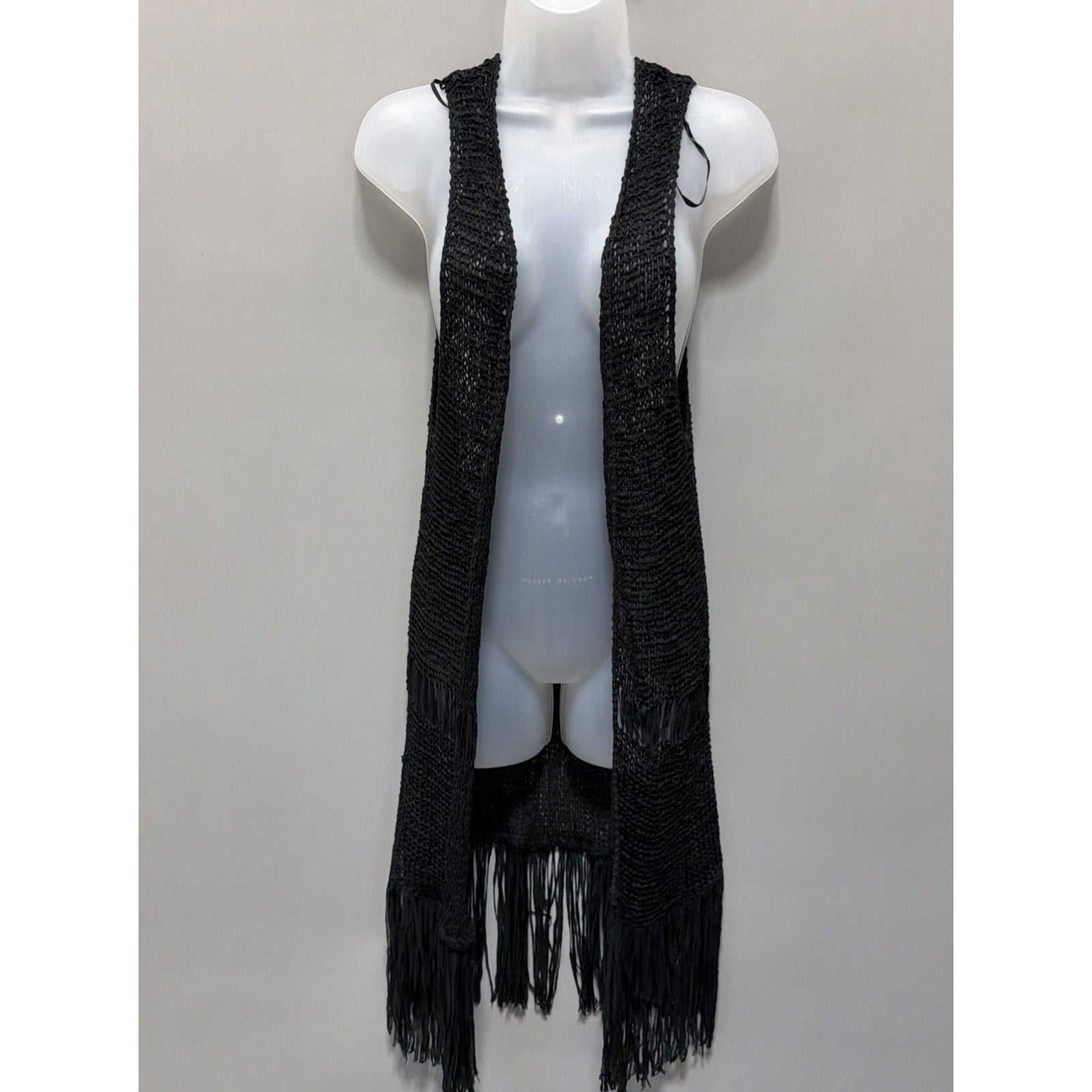 New Maurices Black Fringe Tank Top Kimono Size OS