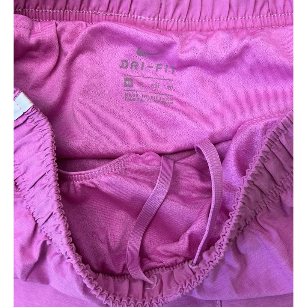 Nike Women's Size XS Athletic Shorts Dri Fit Gym Run Pink-White Polyester Liner.