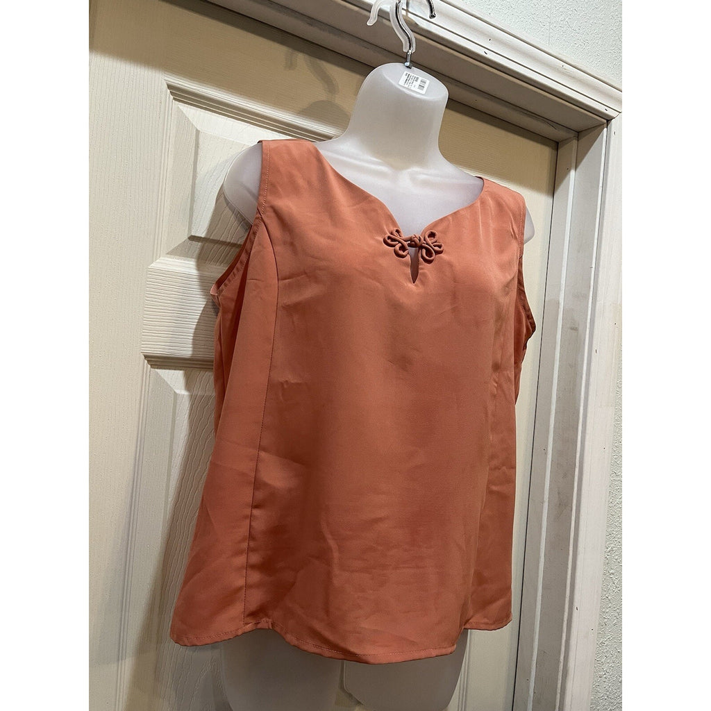 Martinique women's Peach Orange sleeveless Tie Front Sleeveless Blouse Women's M