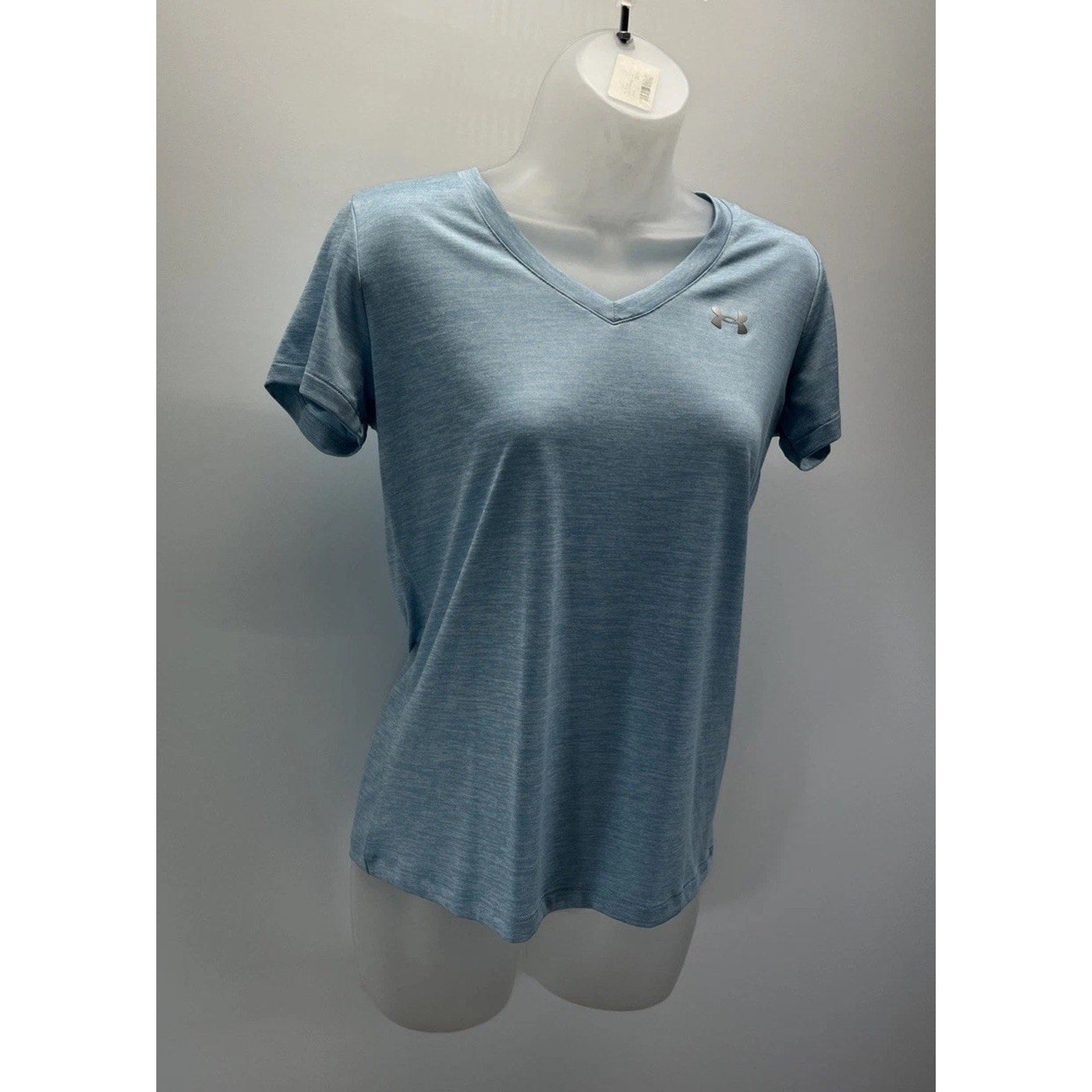 Under Armour Short-Sleeve V Neck T-Shirt, Blue /Metallic Silver, XS