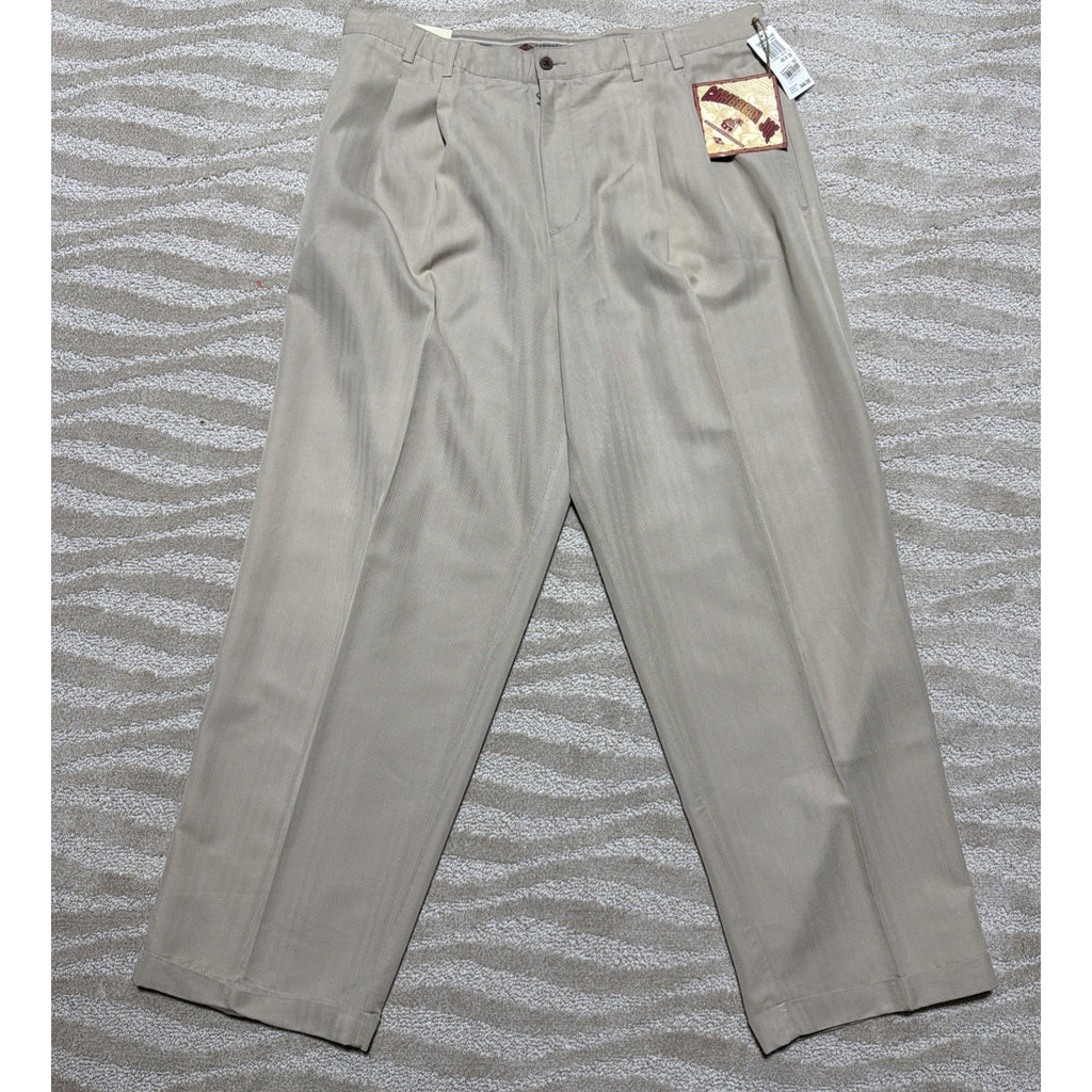 Caribbean Joe Beach Tan Men’s Pleated Bottom Cuffed Dress Pants 40x30 Beige NWT