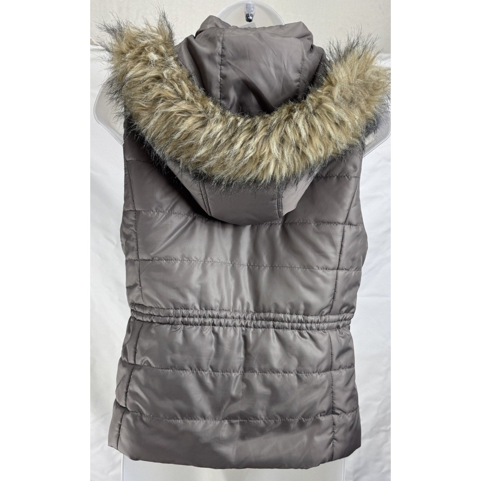 American Rag Cie Explorer Puffer Vest Faux Fur Hooded Brown Women's Size Medium