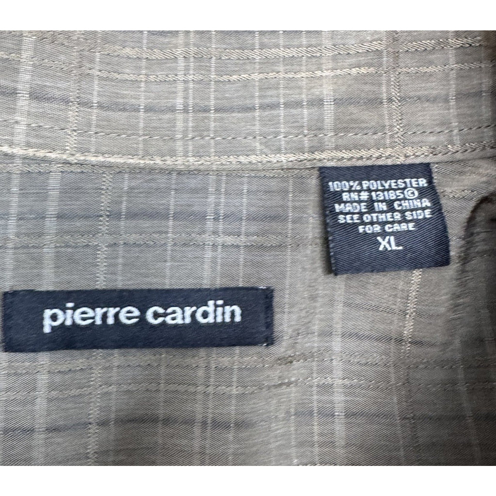 PIERRE CARDIN Long Sleeve Button Down Patterned Shirt Green Plaid Size XL