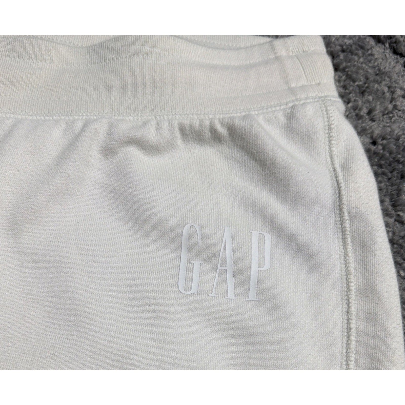Gap Womens Logo Fleece Joggers Sweatpants Light Beige Pockets Large