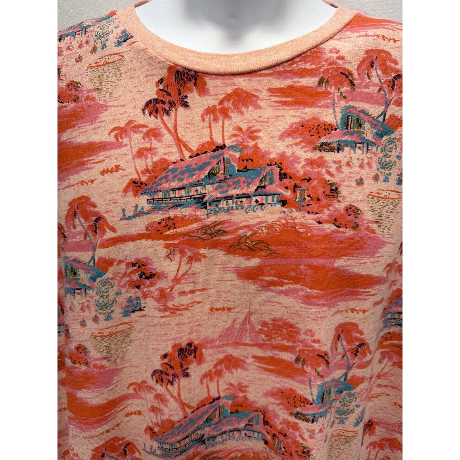 American Classic Hilfiger T Pink Shirt Palm Tree Island Beach Print Men's SizeXL