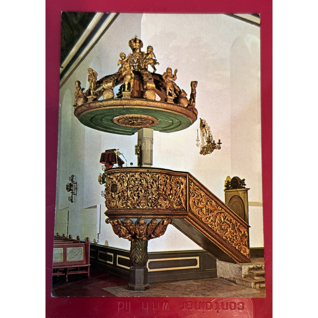 Oslo Cathedral Pulpit Postcard Norway Domkirke Prekestolen Mittet Unposted
