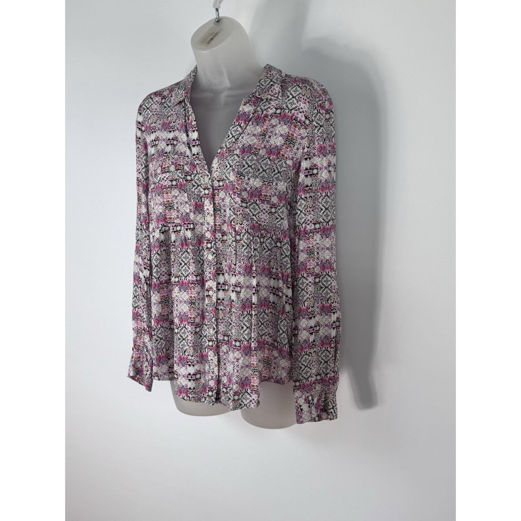 Maeve Anthropologie Pink Colorful Pleat Blouse XS