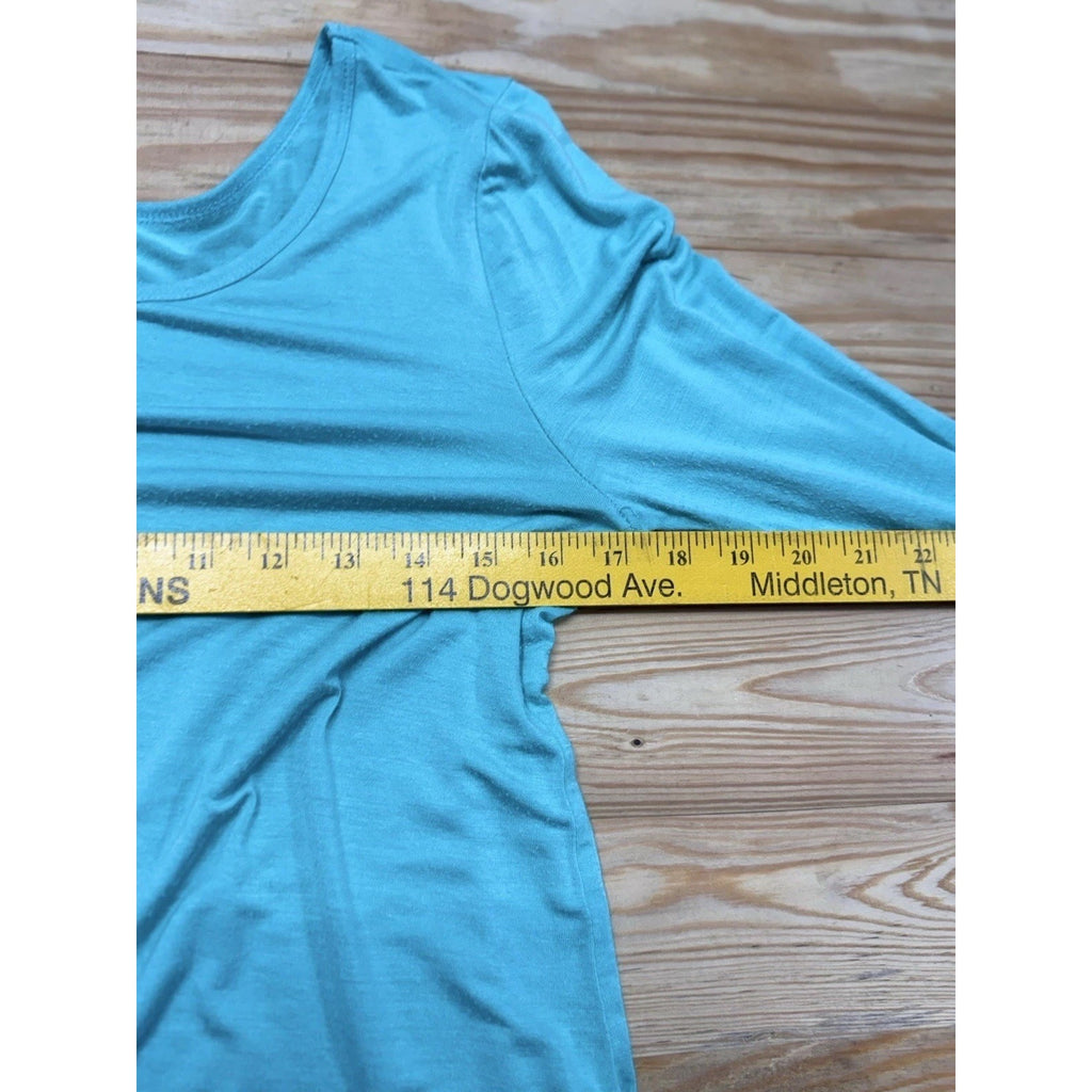 Zenana Light Teal Ladies Popover Shirt Top Size L Dolman 3/4 Sleeve Stretch